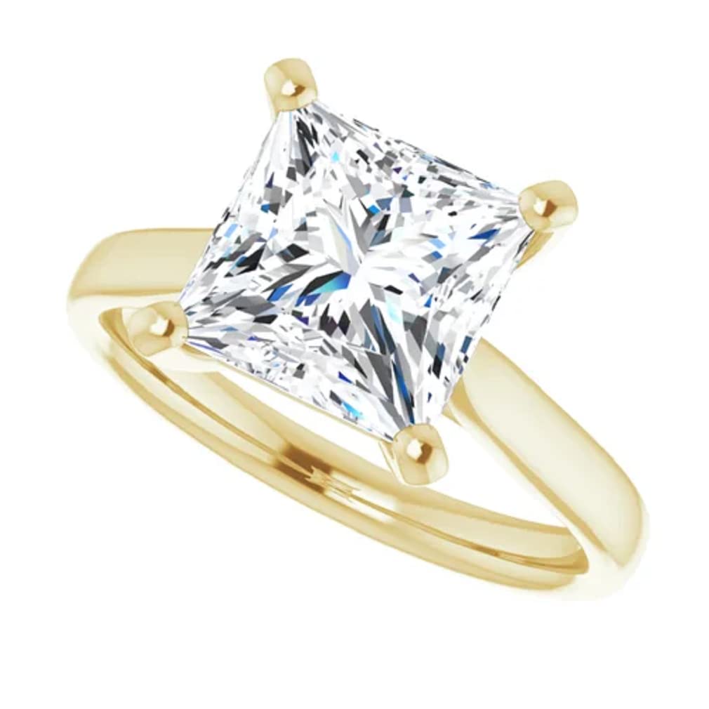10K Solid Yellow Gold Handmade Engagement Ring - 2.0 CT Princess Cut Moissanite Diamond Solitaire Wedding Band for Women - Perfect for Proposals, Anniversaries & Bridal Jewelry Gifts