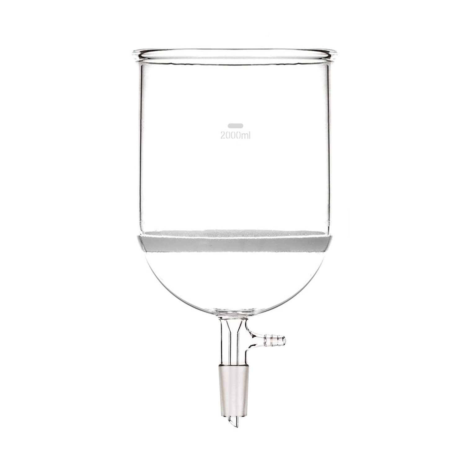 2000ml Glass Buchner Funnel with 10mm Vacuum Adapter - 24/40 Joint, 2 Liter Core Filter Funnel for Laboratory, Chemistry Experiments & Essential Oil Extraction