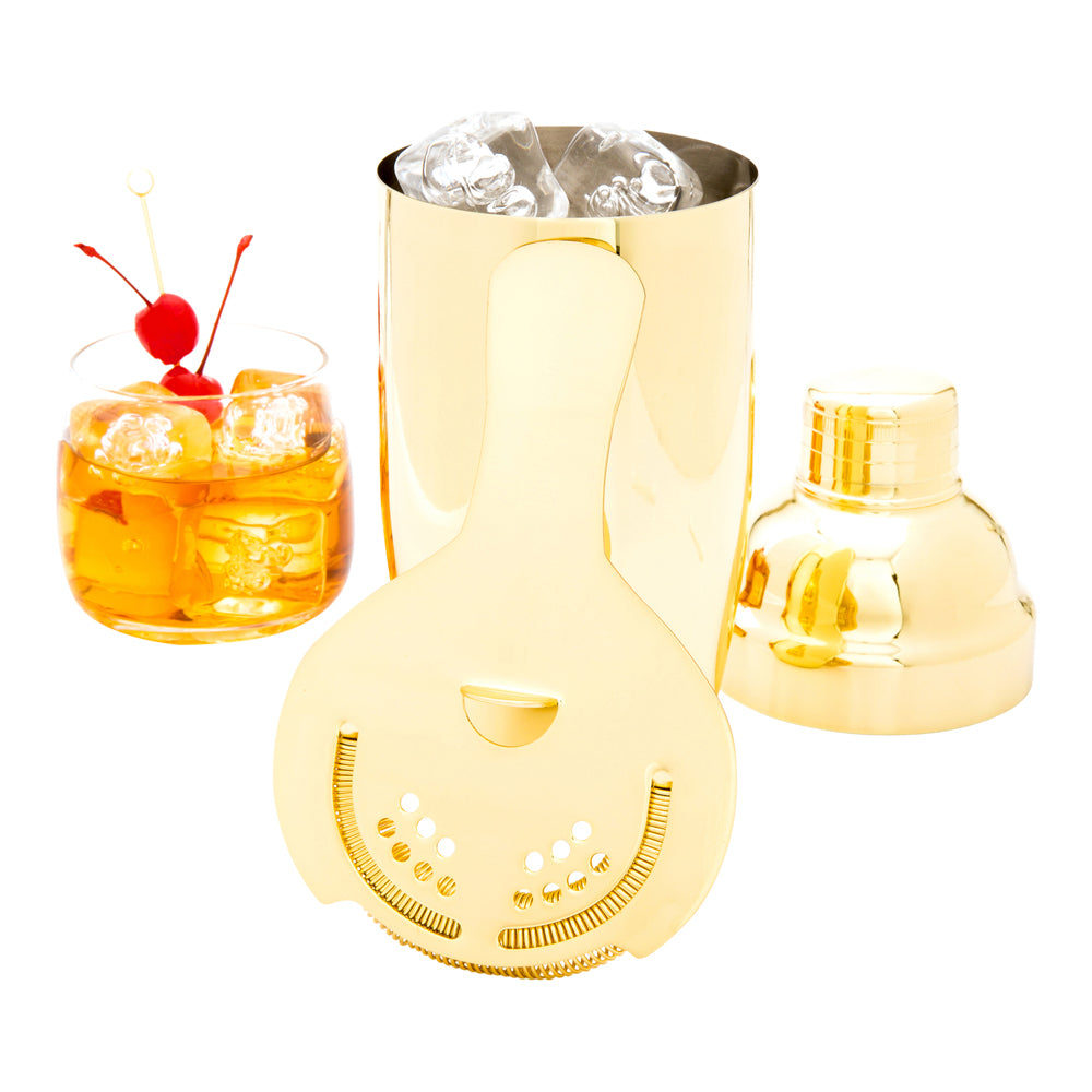 Premium Gold Plated Stainless Steel Hawthorne Cocktail Strainer - 6-Piece Set for Bartenders & Mixologists - Perfect for Craft Cocktails, Home Bars & Professional Use