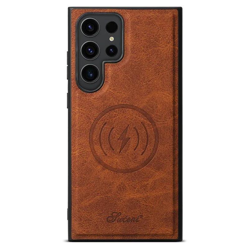 Samsung Galaxy S24 Vegan Leather Magnetic Card Holder - Slim Wallet for Credit Cards & ID - Perfect for Travel, Work, and Everyday Use