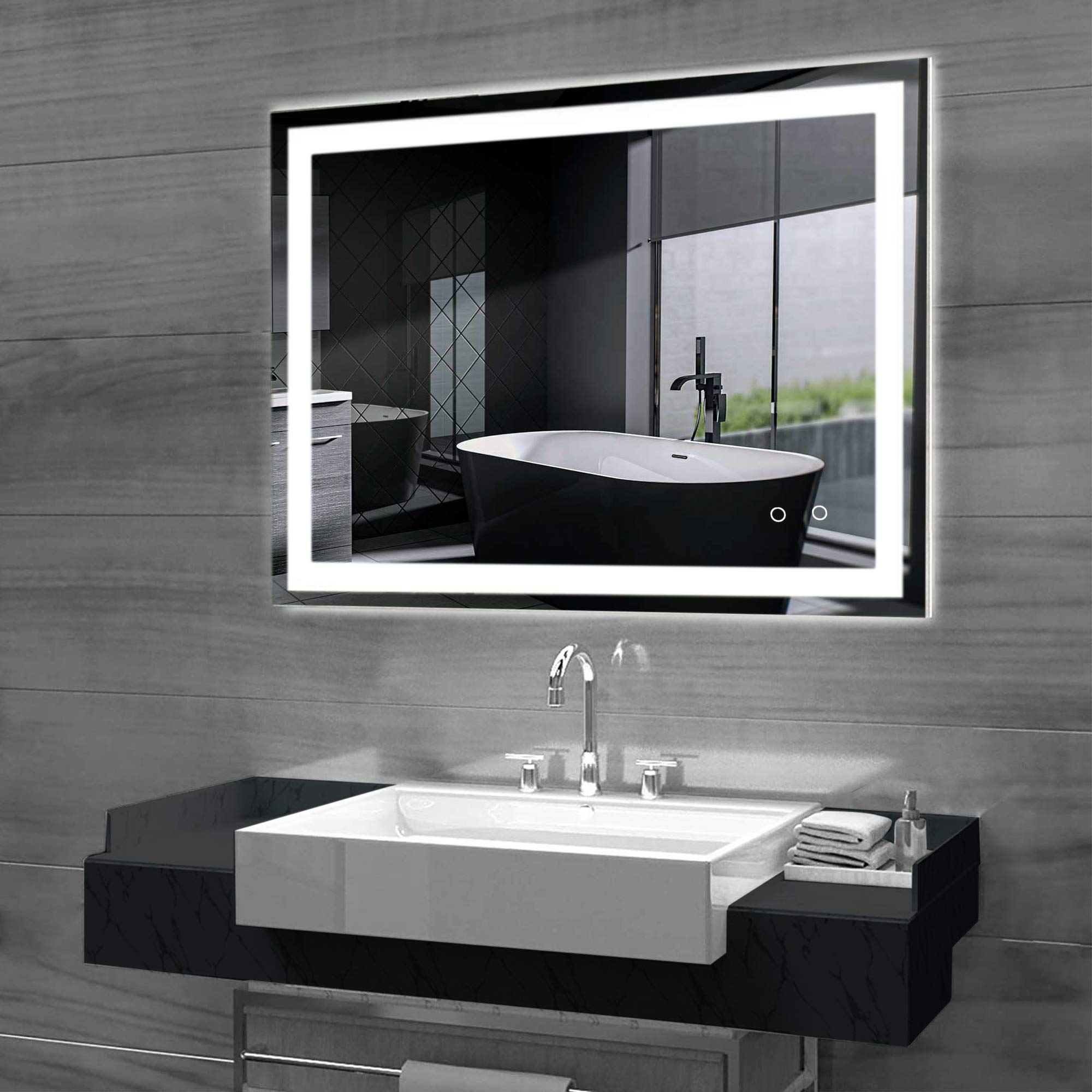 HOMEXXPRESS 36x28 Inch LED Bathroom Mirror with Anti-Fog & Dimmable Lights - CRI90+ Vanity Mirror with Touch Sensor, Wall Mounted for Makeup (Horizontal/Vertical Installation) - Perfect for Modern Bathrooms, Dressing Rooms & Vanity Areas