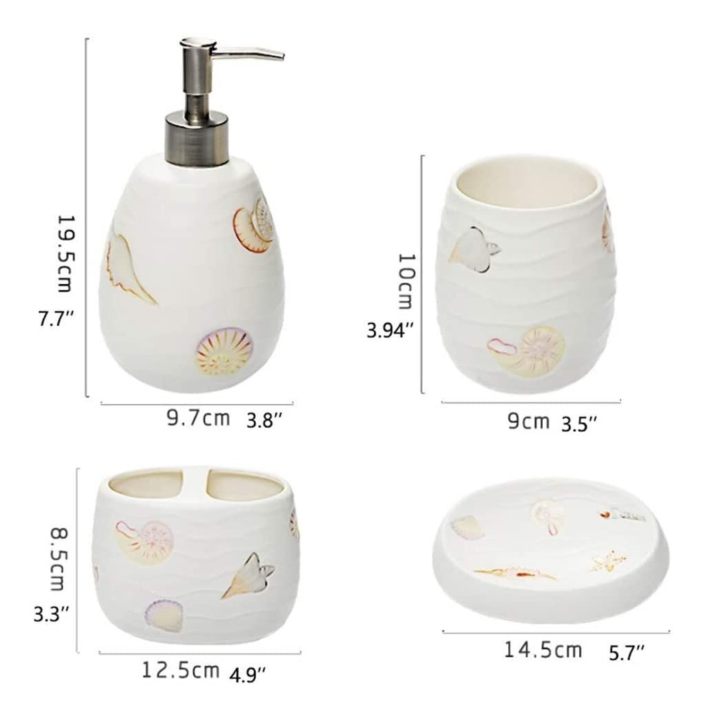 5-Piece Marine Series Bathroom Accessories Set - Soap Dispenser, Toothbrush Holder, Soap Dish & Tumbler | Modern Coastal Bath Decor for Guest Bathrooms & Beach House Style