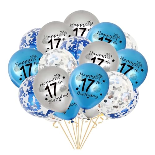 17th Balloons Blue Silver