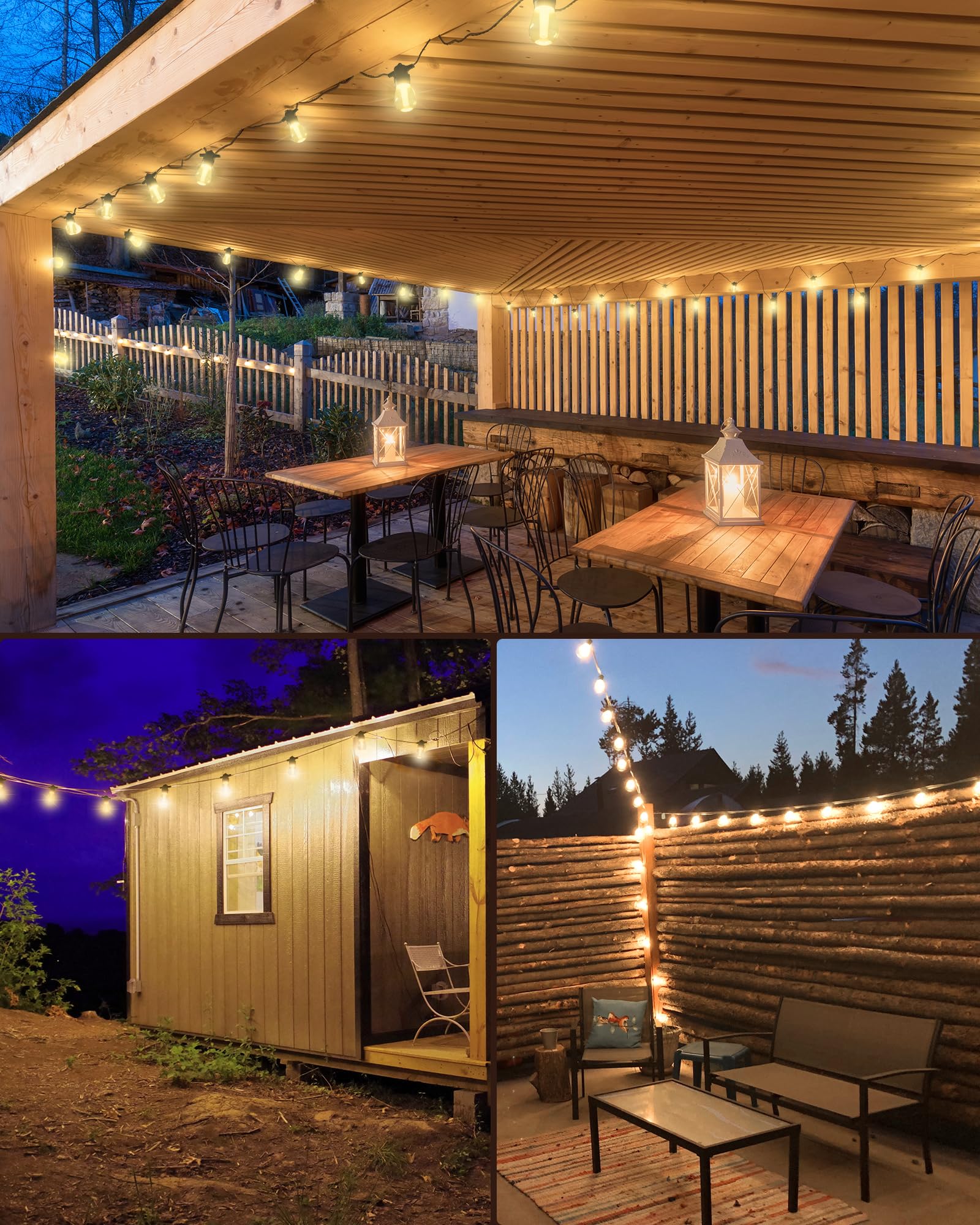 JACKYLED 100FT Outdoor String Lights - Waterproof Plug-in LED Patio Lights for Yard, Balcony, Wedding, Camping & Cafe | End-to-End Connectable | Perfect for Backyard Parties, Romantic Dinners & Outdoor Decor