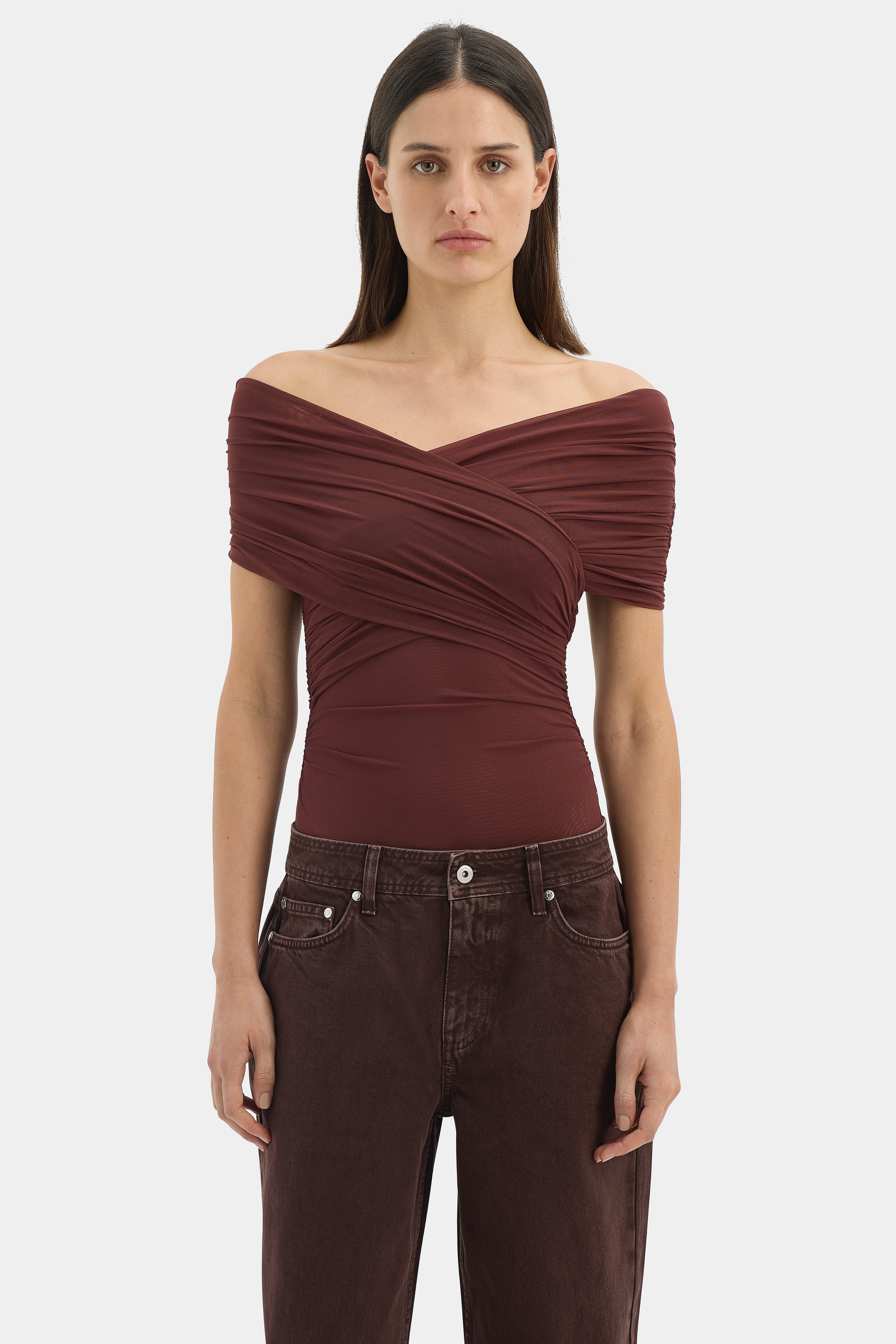 Jacques Gathered Bodysuit for Women - Comfortable Stretch Lingerie Top for Layering or Everyday Wear | Perfect Under Dresses, Blazers & Office Attire
