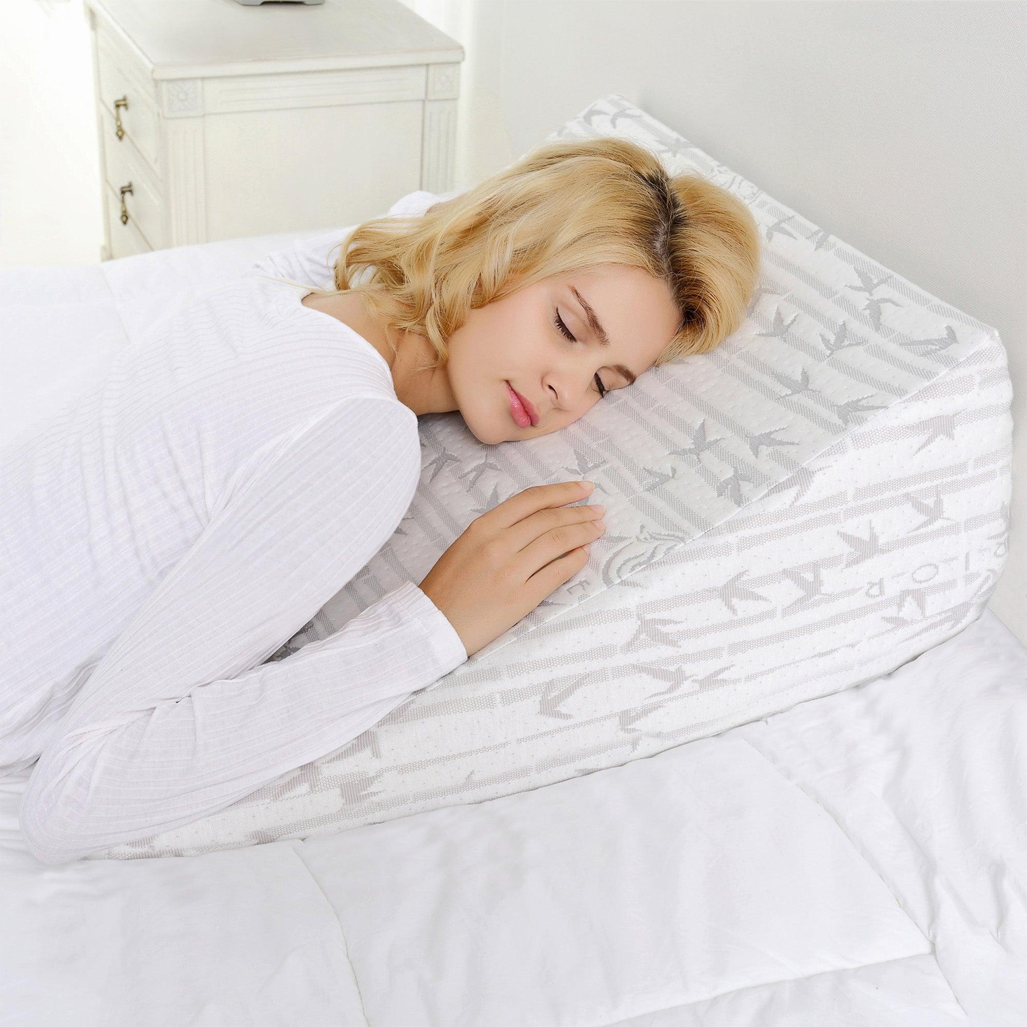 Orthopedic Memory Foam Wedge Pillow for Sleeping - Breathable Removable White Cover - Ideal for Acid Reflux, Snoring Relief & Back Pain Support - Perfect for Bed, Couch & Travel Use