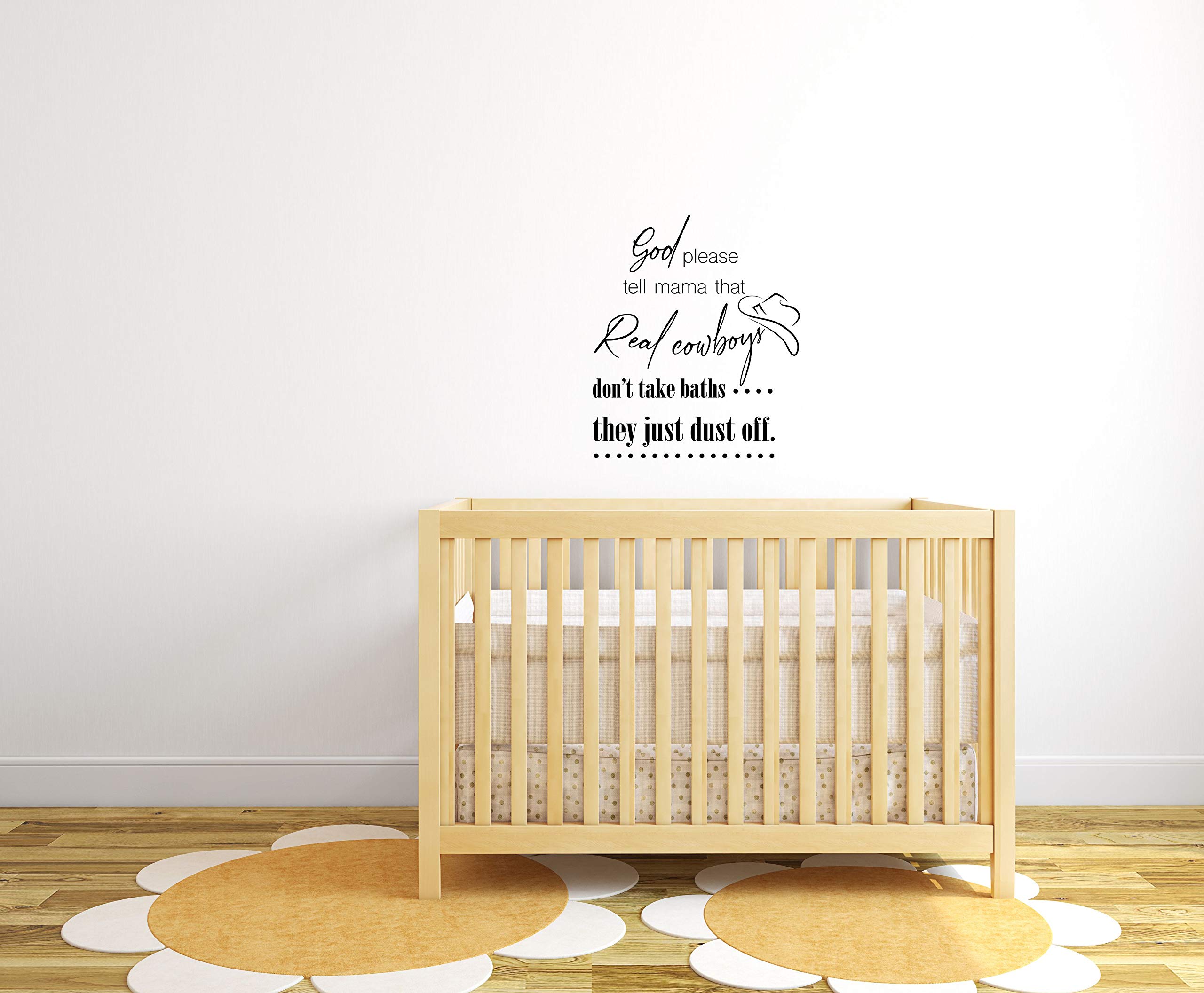 Funny Cowboys Don't Take Baths Vinyl Wall Decal - 40x35 Inch Nursery Decor for Kids Room, Bedroom & Kindergarten - Waterproof Removable Sticker Art for Boys & Girls