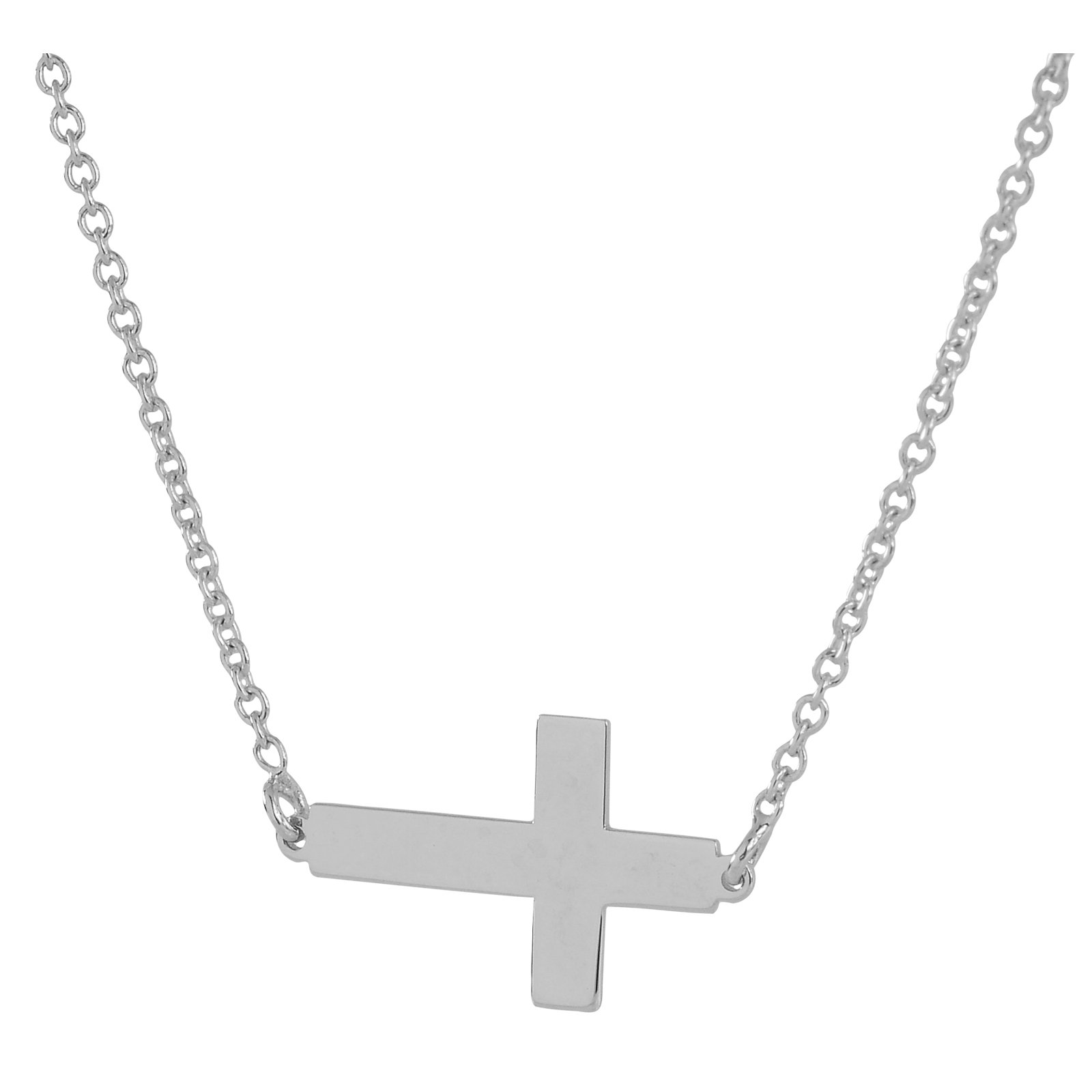 14K White Gold Mini Sideway Cross Pendant Necklace - Dainty Laser Cut Charm for Women - Perfect for Everyday Wear, Gifts & Special Occasions