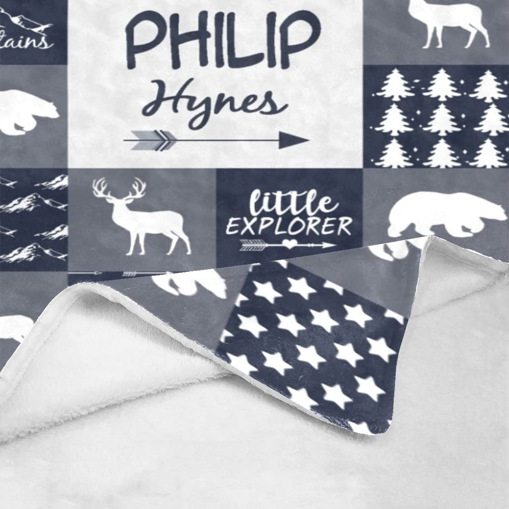 Personalized Woodland Animals Fleece Blanket with Name - Custom Baby Blanket Gift for Boys, Girls, Kids | Soft Minky Flannel Blanket for Nursery, Baby Shower, Birthday & Christmas Gifts