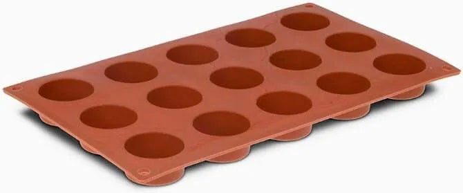 Non-Stick Orange Silicone Baking Mat - 15 Cylinder Muffin Pan Liner for Cupcakes, Cookies & Pastries | Perfect for Home Baking, Party Treats & Holiday Desserts
