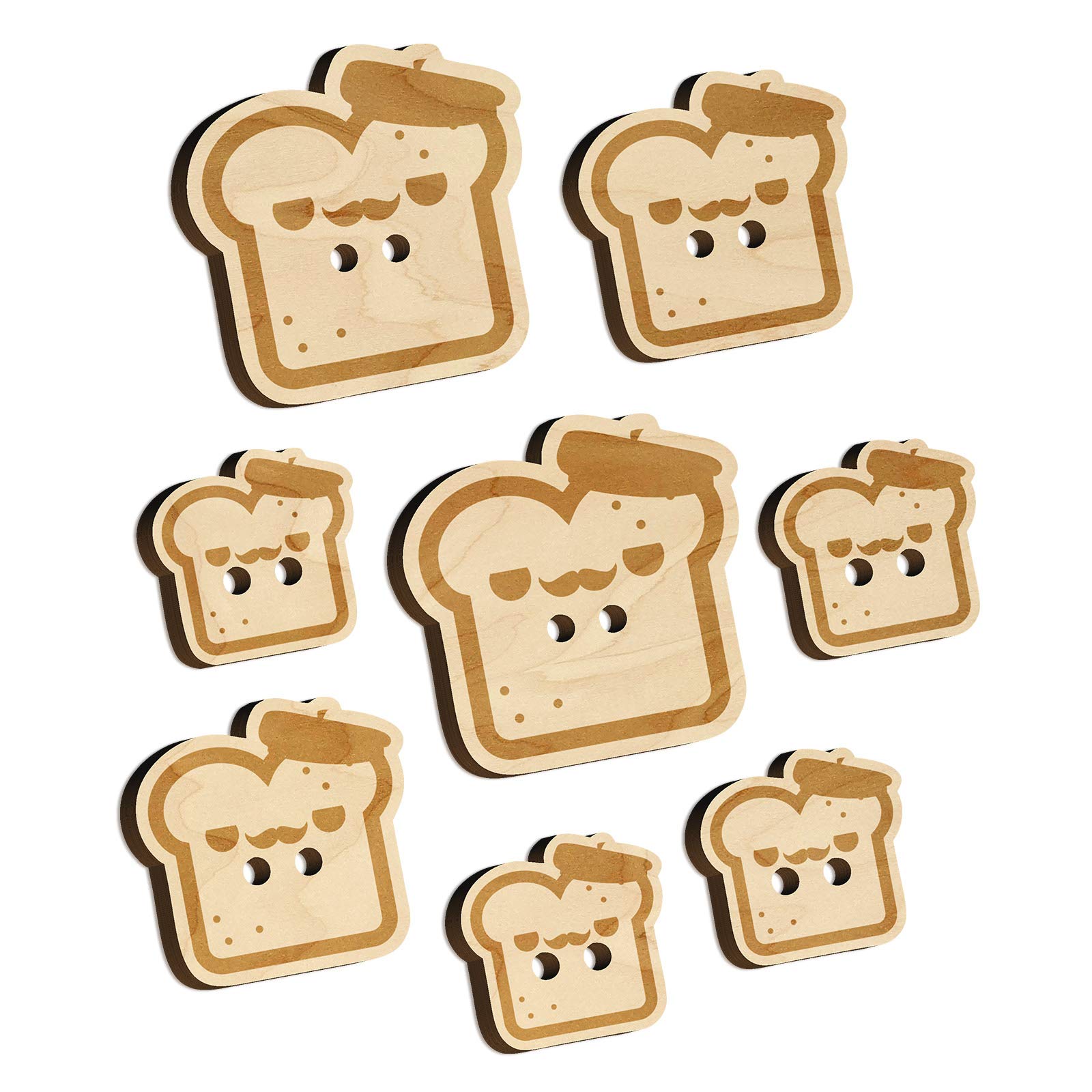 Kawaii French Toast Bread Wood Buttons for Sewing, Knitting & Crochet DIY Crafts - Large 1.25 Inch (5pcs) - Perfect for Scrapbooking, Clothing Embellishments & Handmade Gifts