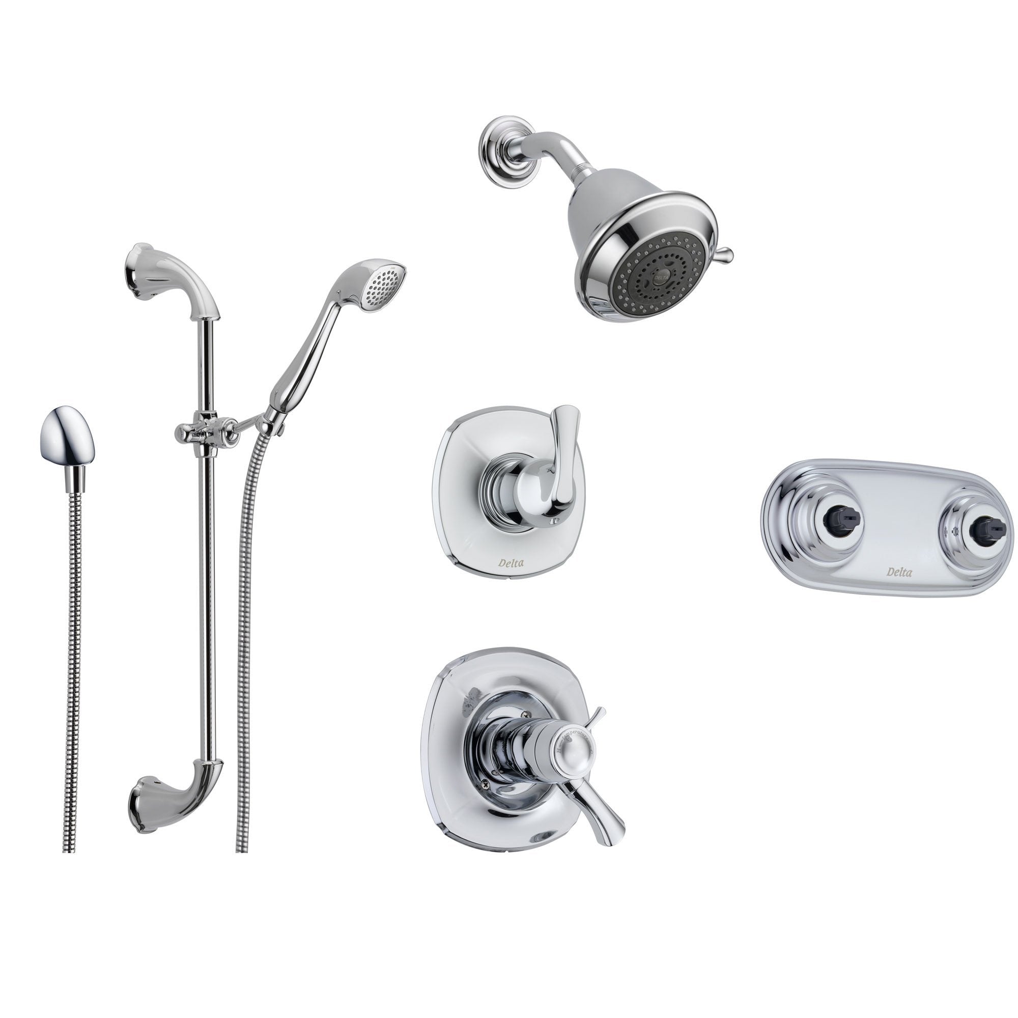 Delta Addison Chrome Thermostatic Shower System - 6-Setting Diverter, Rainfall Showerhead & Handheld Spray with Dual Spray Plate (Model SS17T9292) | Perfect for Modern Bathrooms & Spa-Like Shower Experience