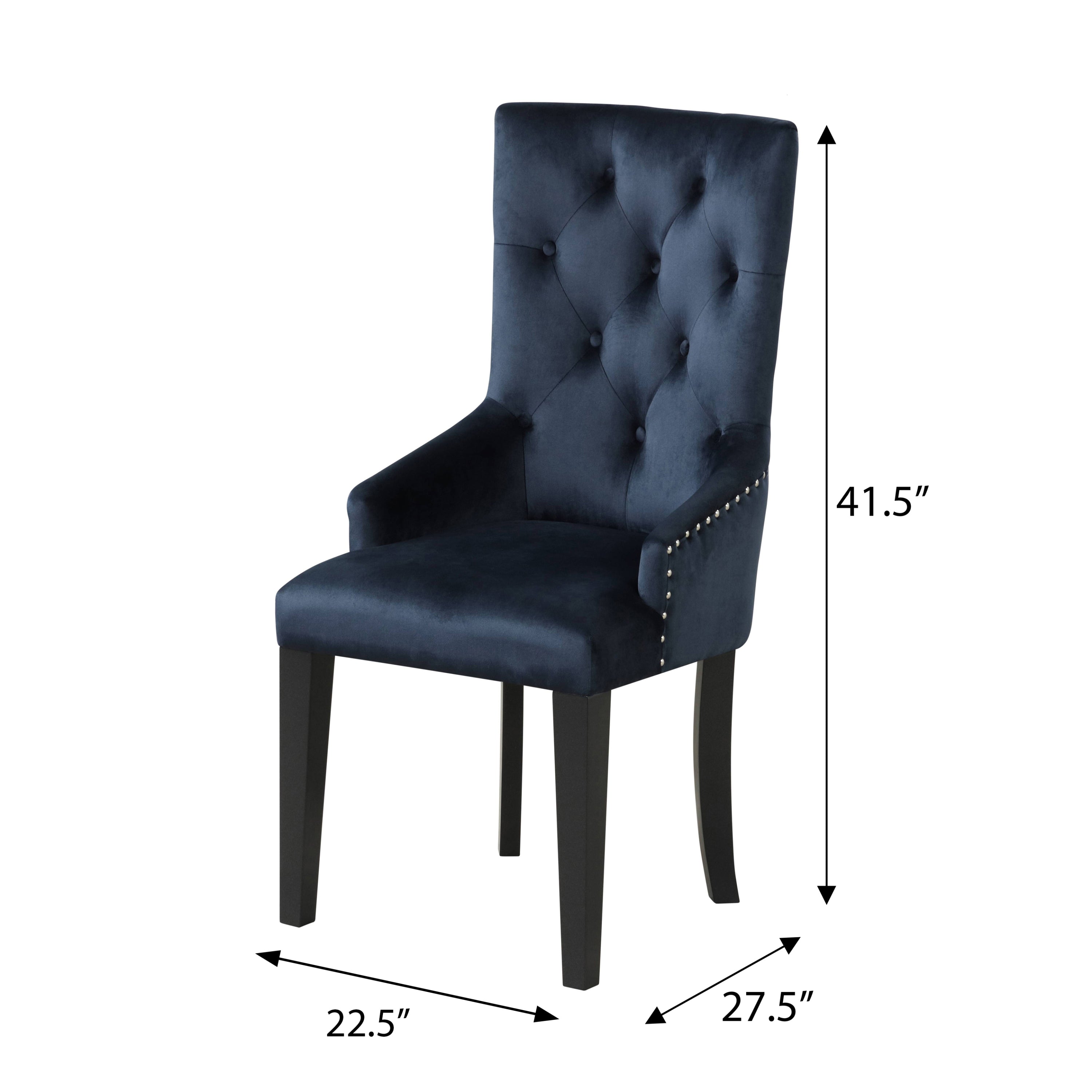 Dark Navy and Black Tufted Back Arm Chair - Modern Upholstered Living Room Accent Chair for Home Office, Lounge, and Reading Nook