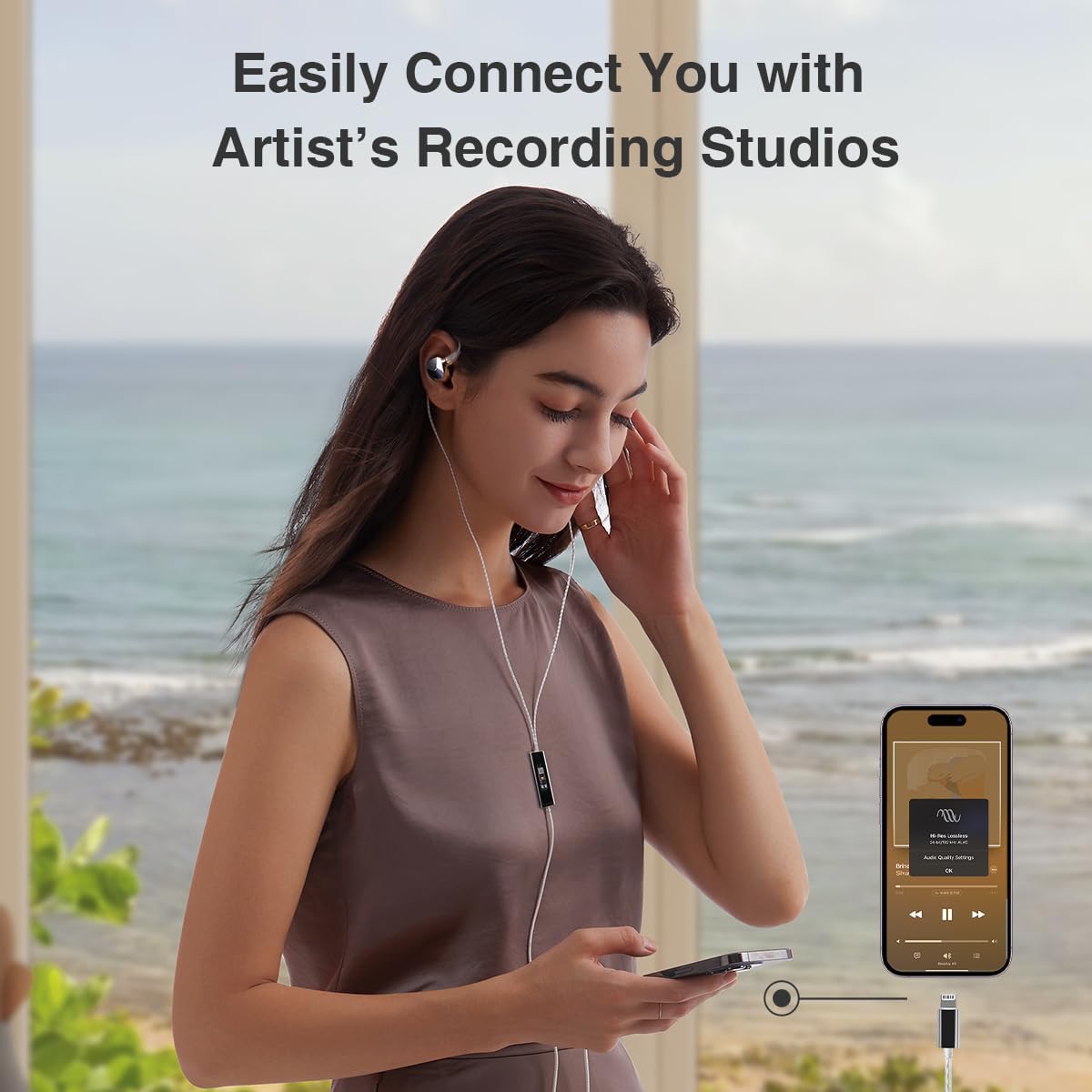 Questyle NHB12 HiFi In-Ear Earphones - Apple MFi Certified Lightning Connector, True Lossless 192kHz Hi-Res Audio, Built-in Amplifier for iPhone | Perfect for Music Lovers, Audiophiles & Commuting