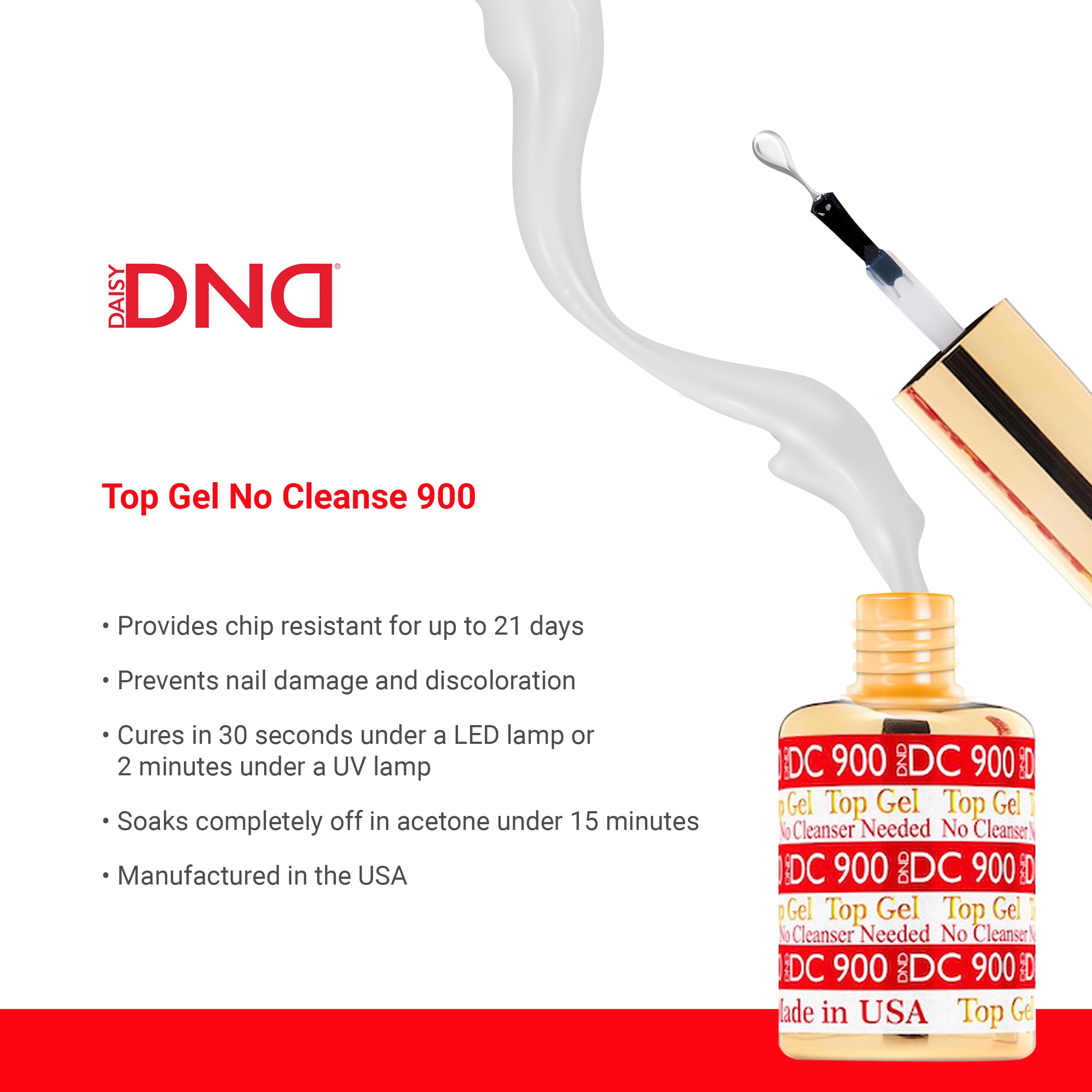 DND UV/LED Gel Base & No Cleanse Top Coat Polish Set - 0.5 Fl Oz Professional Manicure Kit for Long-Lasting Nails | Perfect for Salon & Home Nail Art