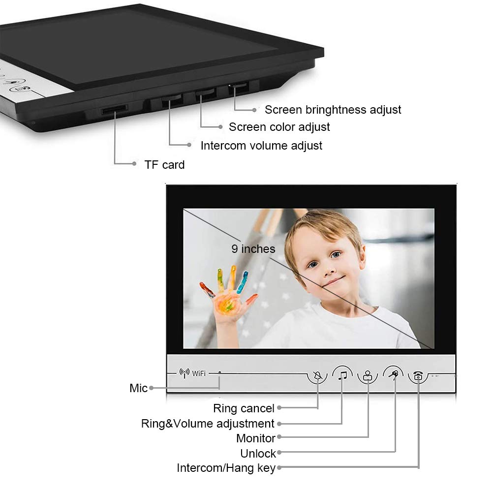 **9-Inch WiFi Video Doorbell Camera with Monitor - Wired Smart Intercom System for Home Security | Motion Detection, 2-Way Audio, Tuya Smart Compatible | Perfect for Apartments, Houses & Gated Communities**