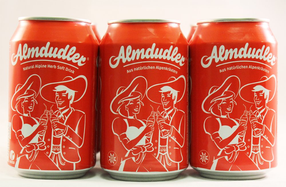 Almdudler Austrian Soda - 6 Pack of 11.2oz Cans | Refreshing Lemonade Drink for Parties, BBQs & Summer Gatherings | Imported from Austria