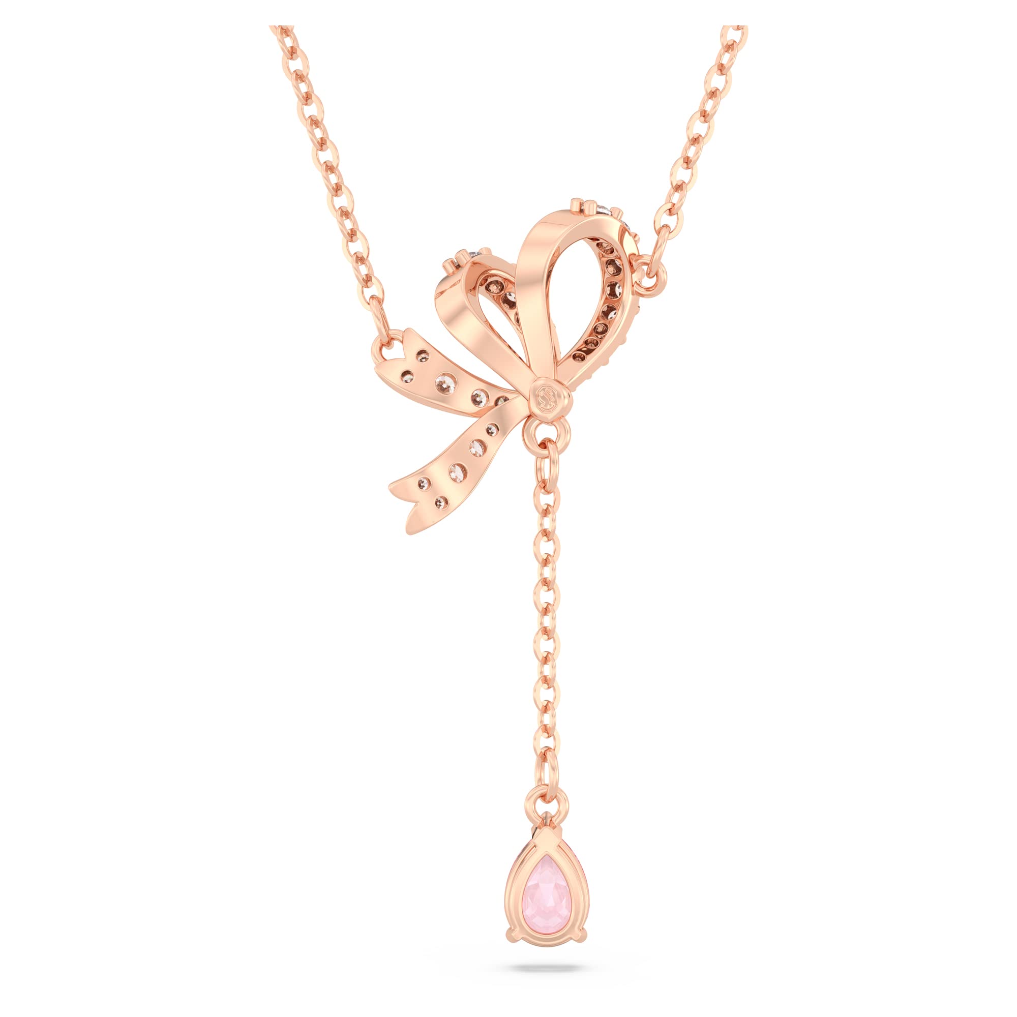 Swarovski Volta Necklace, Earrings & Bracelet Set - Pink & Clear Crystal Jewelry with Rose Gold Finish | Elegant Bow Design for Women, Perfect for Weddings, Parties & Special Occasions