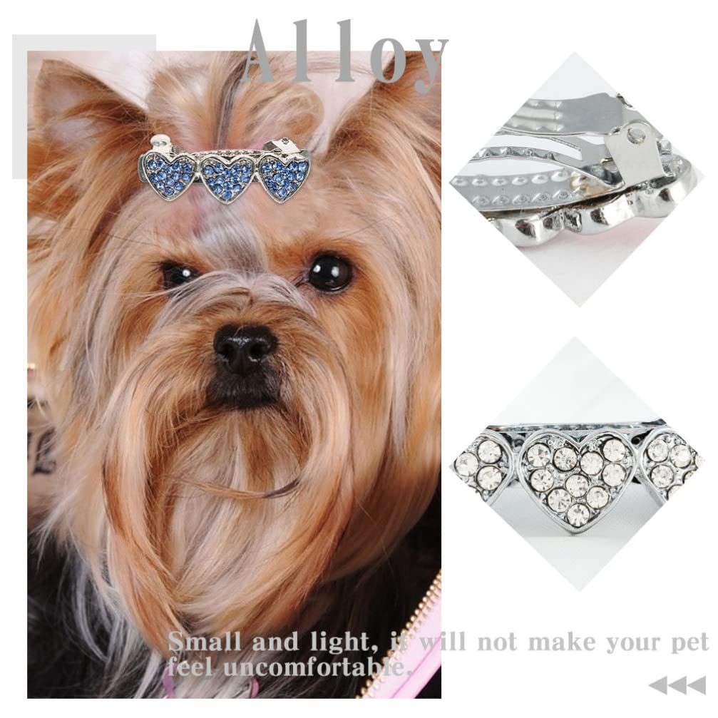 Balacoo 3pcs Rhinestone Dog Hair Clips - Heart Crown for Puppies & Girls | Christmas Pet Accessories