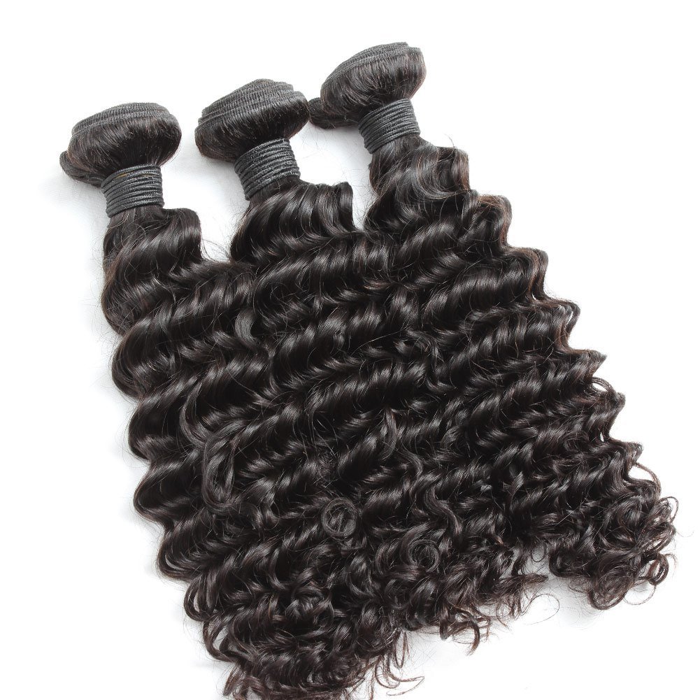 Remy Brazilian Virgin Hair Bundles 3-Pack Deep Wave Human Hair Extensions 26