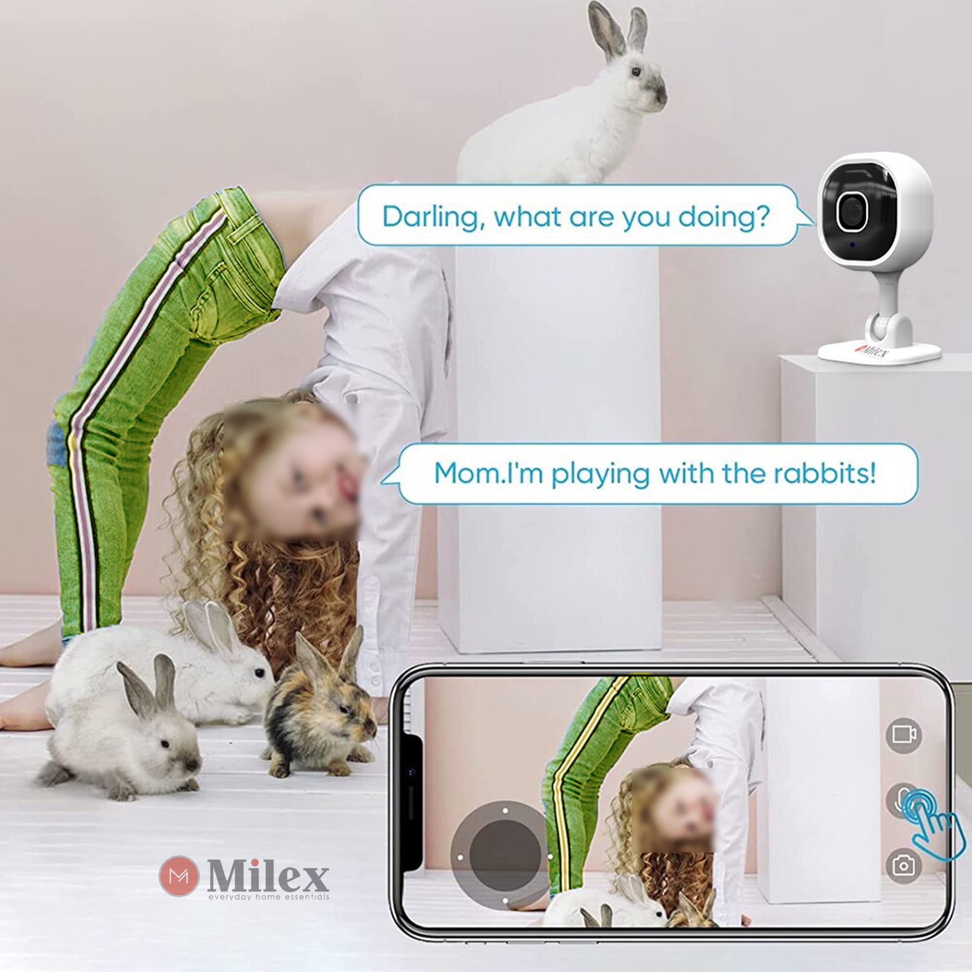 Milex 2-Way Infrared Security Camera with Night Vision - Monitor & Protect Your Home & Family 24/7 | Indoor/Outdoor Surveillance for House, Office & Business Security