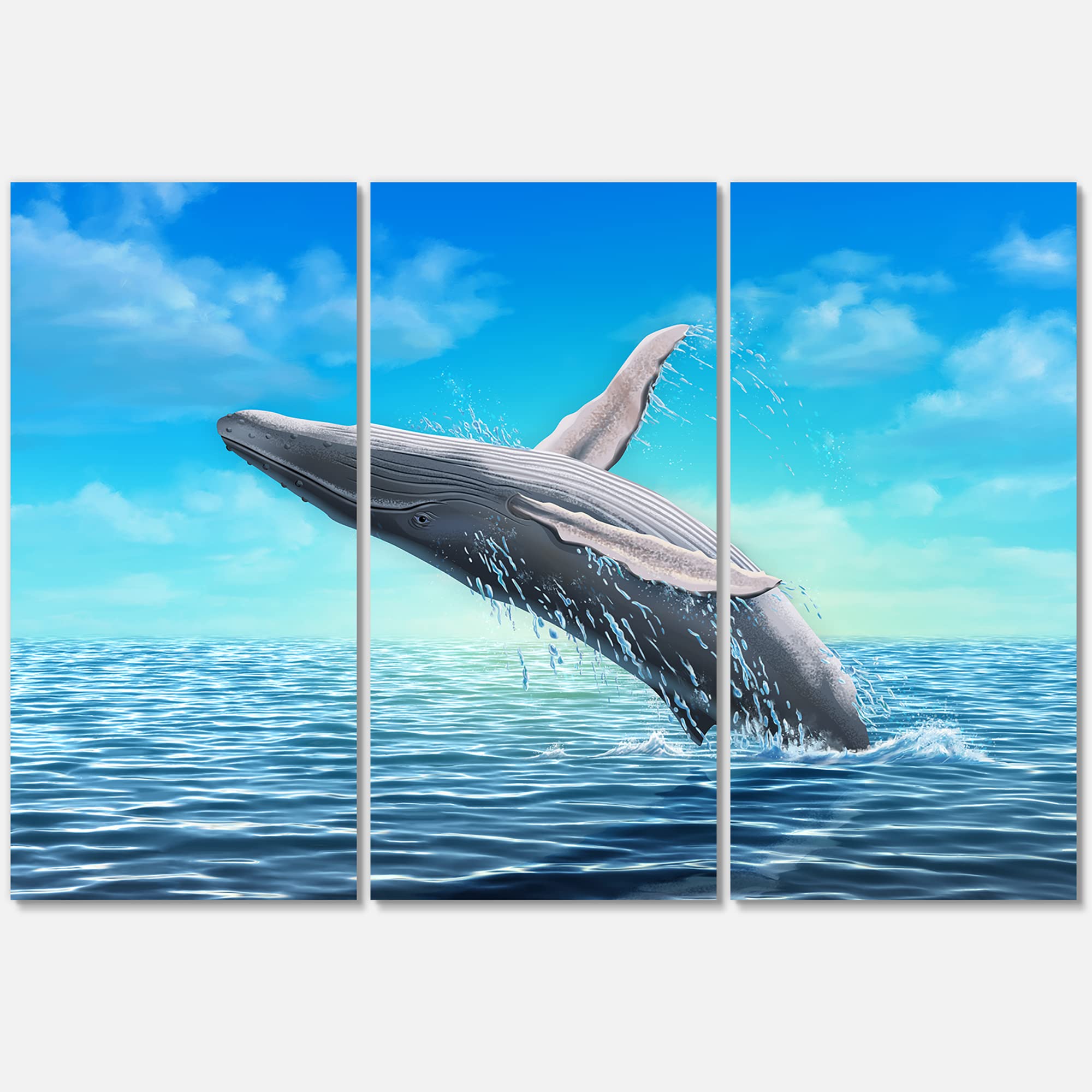 DesignQ Humpback Whale Jumping Farmhouse Canvas Wall Art - Ocean Themed Home Decor for Living Room, Bedroom & Office - Perfect Coastal Style Wall Hanging for Beach House or Nursery