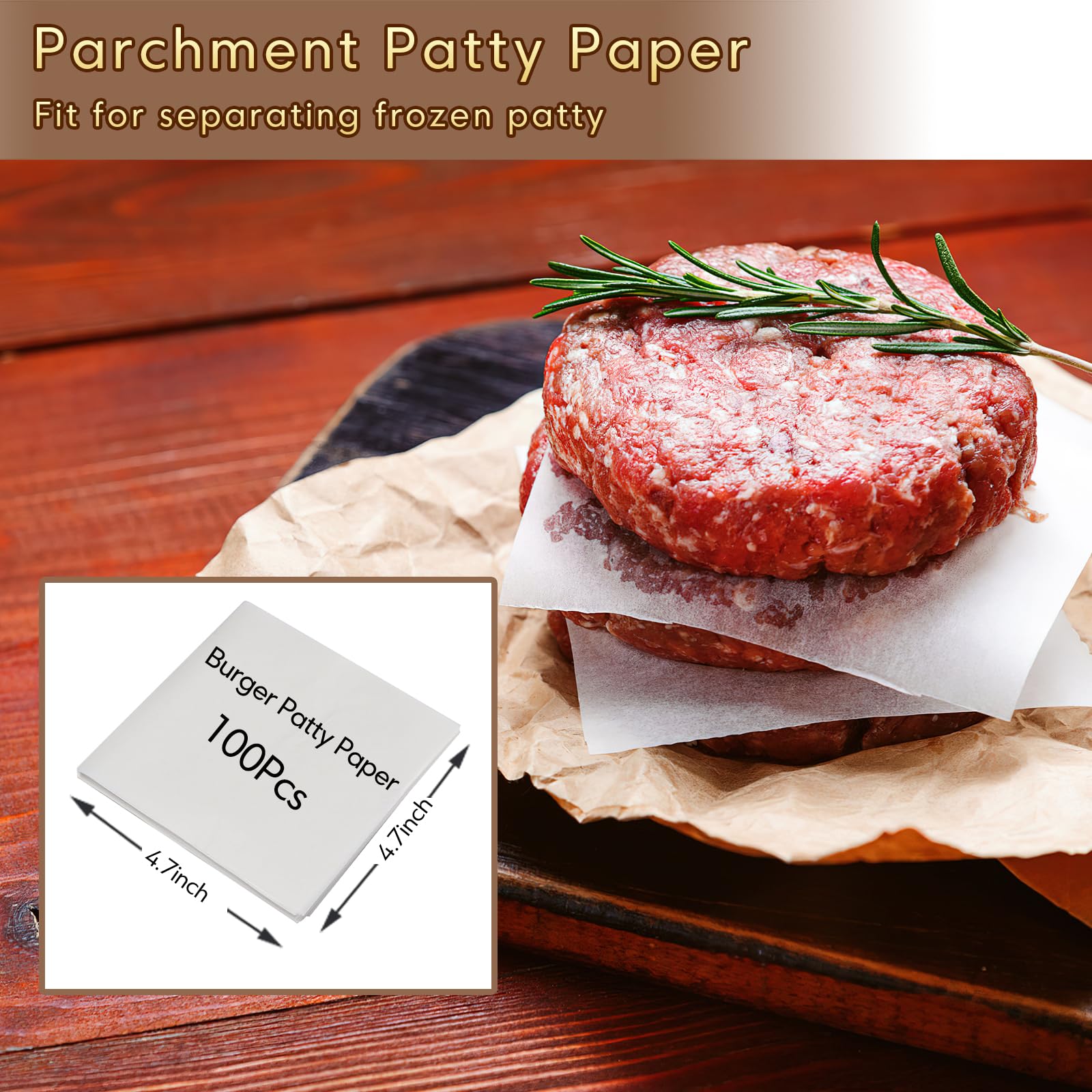 TIFMI 7-inch & 4.6-inch Hamburger Patty Maker Press - Non-Stick Aluminum with 100 BPA-Free Patty Papers - Perfect for Grilling Burgers, Bacon, Panini, Steak & Sandwiches - Ideal for Backyard BBQs, Camping & Home Cooking