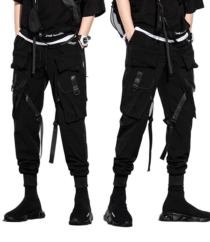 DUDHUH Men's Cargo Pants - Techwear Hip Hop Harem Jogger Pants for Streetwear & Tactical Fashion | Perfect for Urban Style, Gym Workouts & Outdoor Adventures