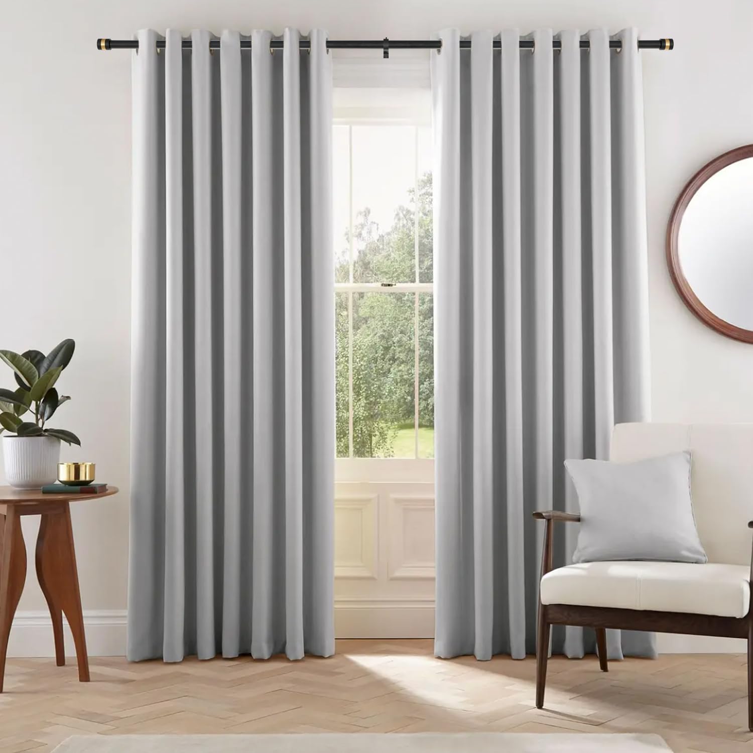 1 Inch Diameter Adjustable Single Curtain Rod 72-144 Inches with Decorative Finials - Matte Black for Living Room, Bedroom & Window Treatments