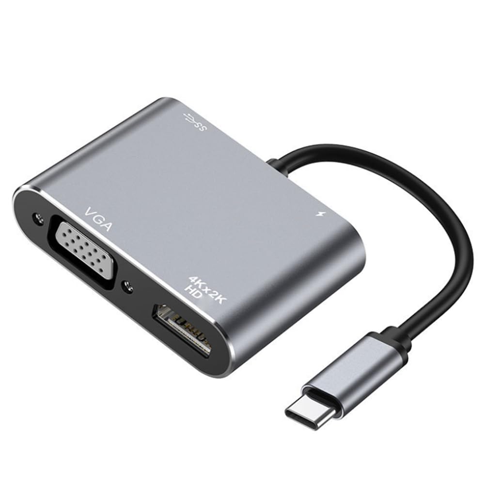 Decqerbe USB C Hub Adapter - 6-in-1 Type-C Converter with HDMI/VGA/USB 3.0/PD Charging/SD/TF Card Reader - Compatible with MacBook, Switch, Laptop - Perfect for Office Work, Gaming & Travel