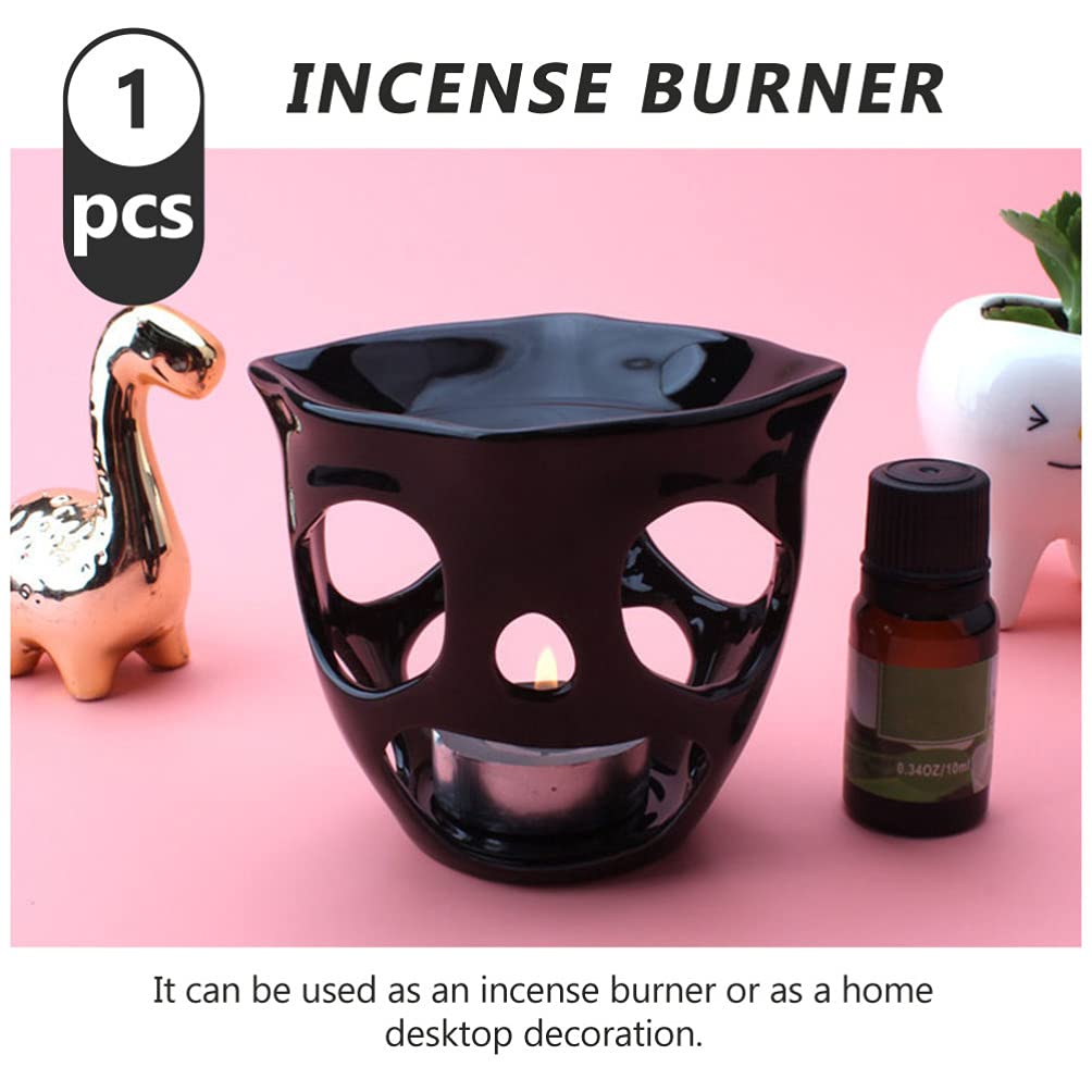 Beaupretty Ceramic Skull Oil Lamps - Essential Oil Burner & Wax Warmer with Tea Light Holder for Home Decor - Perfect for Living Room, Bedroom, Balcony and Patio Ambiance