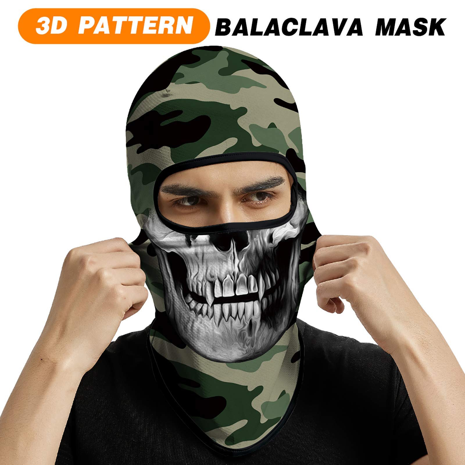 Venswell 3D Skull Balaclava Face Mask - Winter Ski Mask for Cycling, Motorcycle & Halloween Costume - Warm Full Face Cover for Outdoor Sports & Cosplay