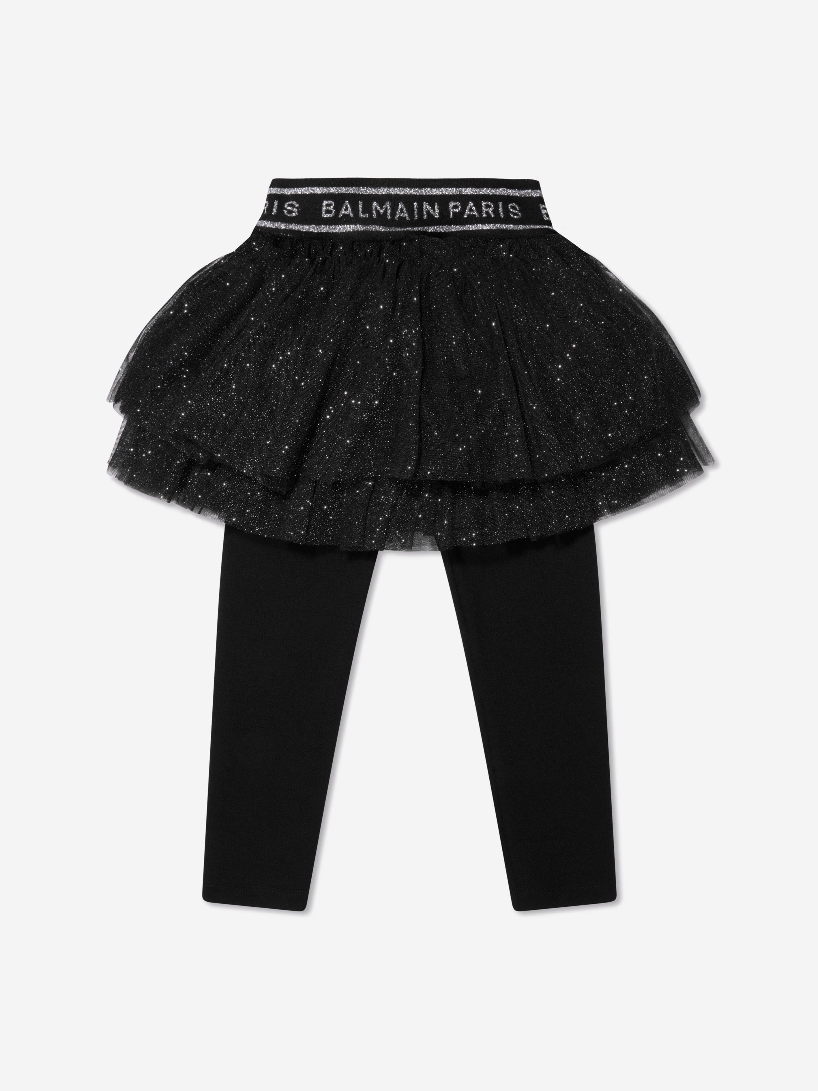 Balmain Black Girls Tutu Leggings - Elegant Dancewear for Ballet, Performance & Dress Up | Perfect for Recitals, Parties & Special Occasions