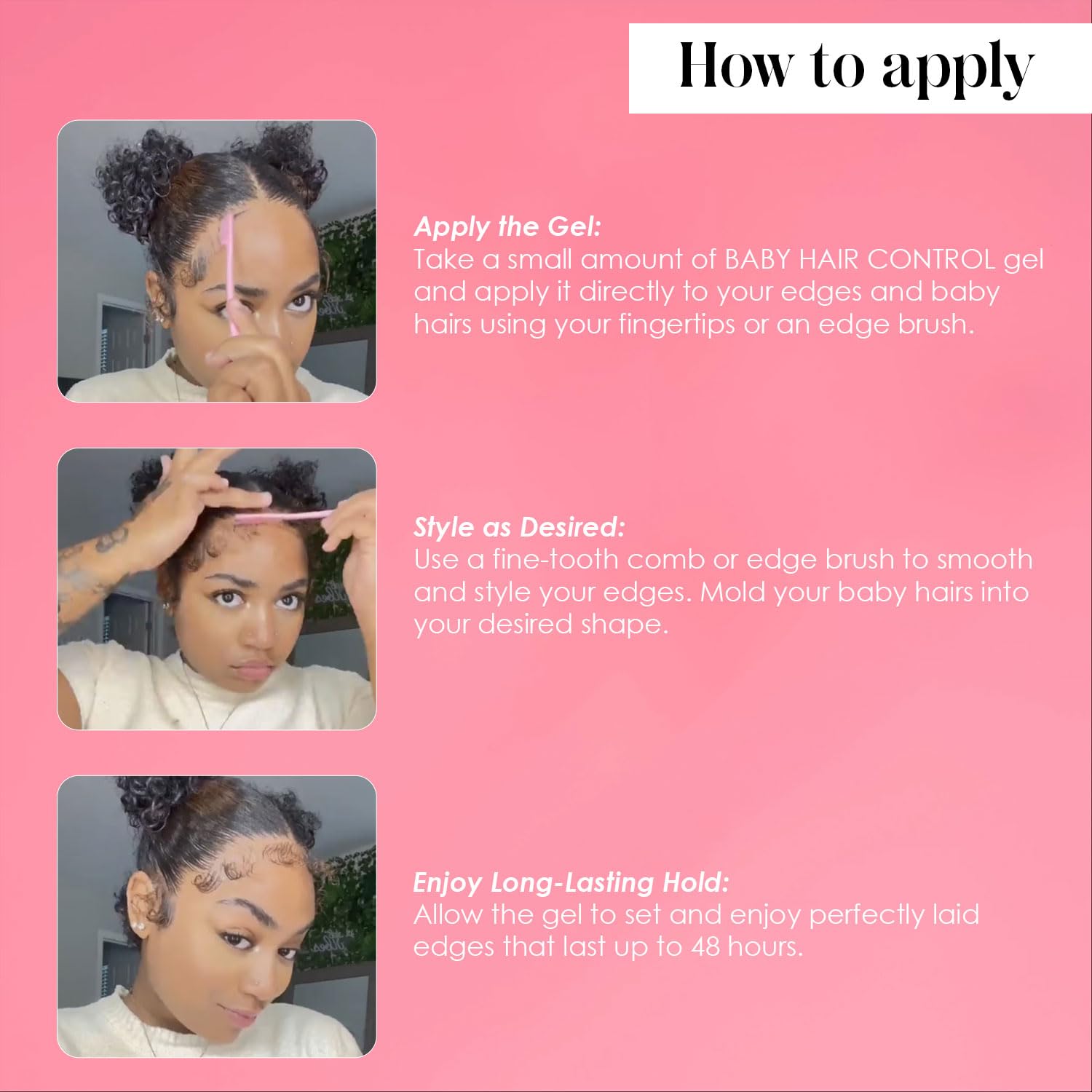 Baby Hair Control & Styling Gel for Women - Edge Control Hair Products for Baby & Women's Hair - 3.5 Oz - Perfect for Daily Styling, Special Occasions & Professional Salon Looks