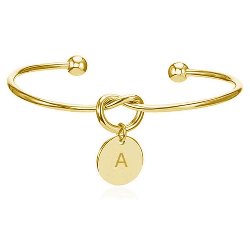 Personalized Initial Bracelet for Women - Custom Engraved A-Z Letter Infinity Cuff Bangle in Stainless Steel (Silver, Gold, Rose Gold) - Perfect for Weddings, Anniversaries & Gifts