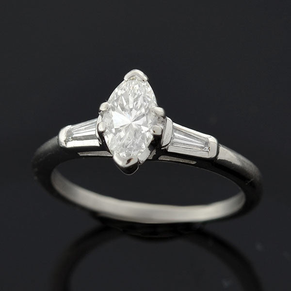 Vintage Style Platinum Marquise Cut Diamond Ring - 0.84 Carat Solitaire Engagement Ring for Women, Perfect for Weddings, Anniversaries & Special Occasions