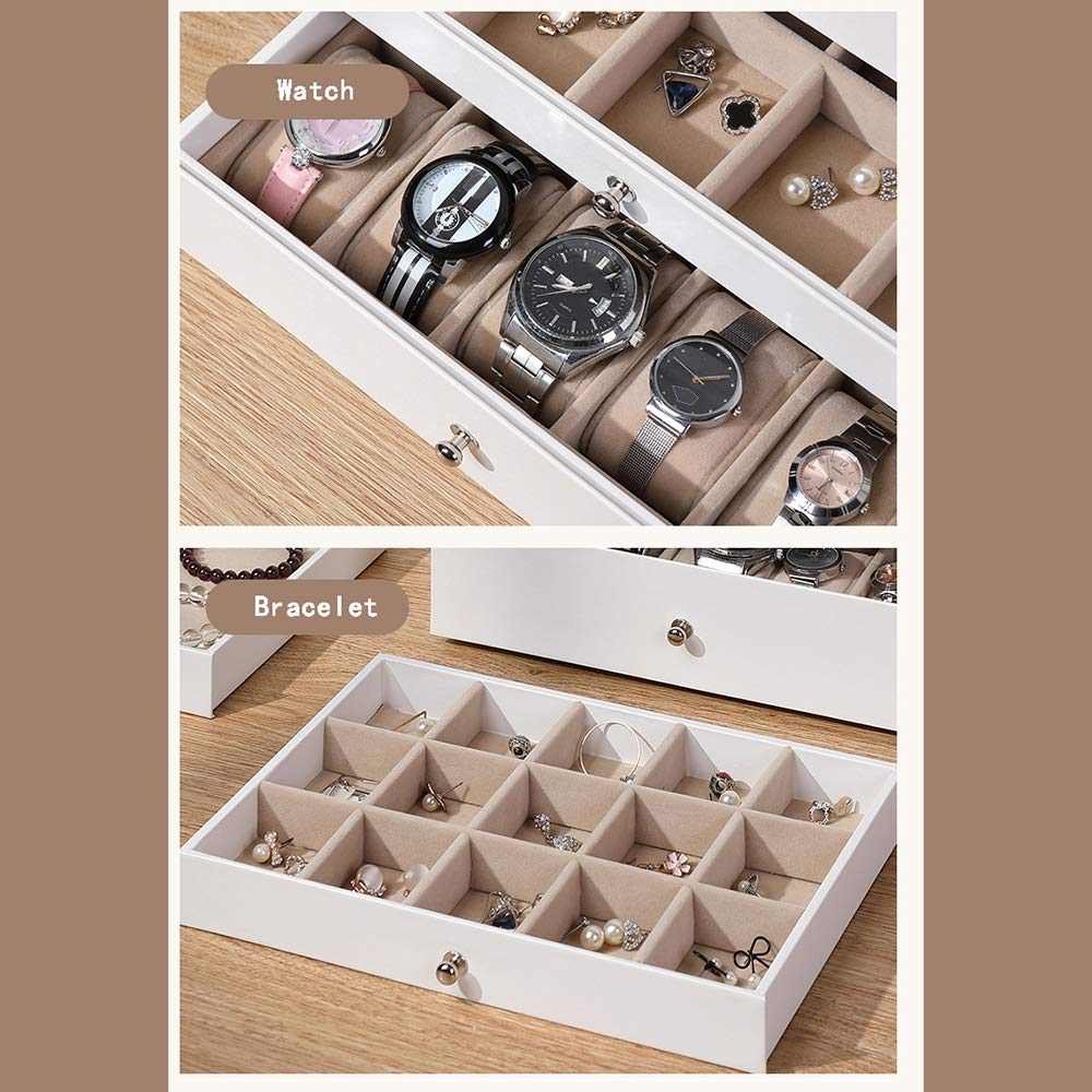 10-Layer Large Capacity Jewelry Organizer Box for Earrings, Rings, Necklaces & Watches - Multi-Functional Artificial Leather Storage Case for Women | Perfect for Bedroom, Travel & Gift Giving
