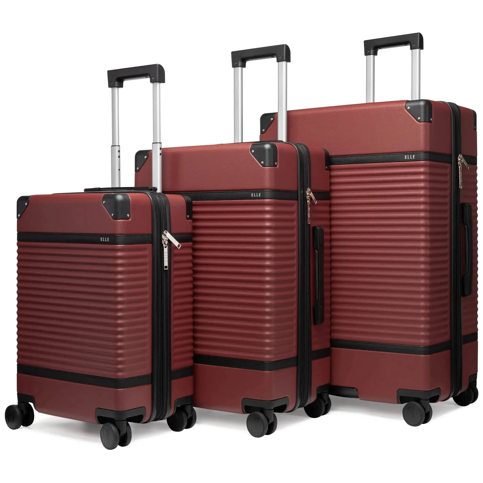 Vintage Expandable 3-Piece Luggage Set by Belleville - Lightweight Spinner Suitcase for Travel, Business Trips & Weekend Getaways