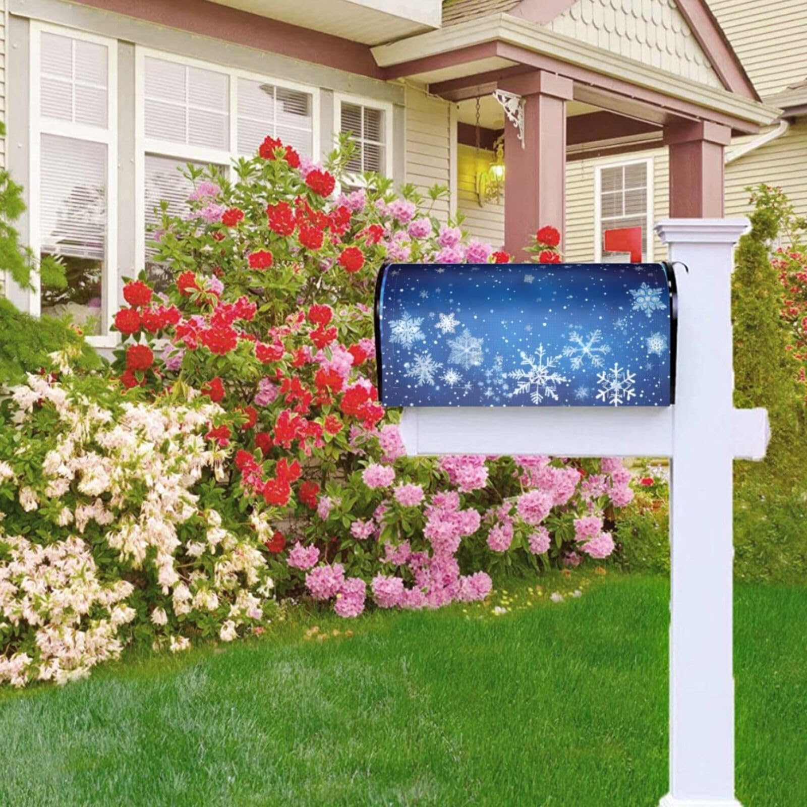 KiuLoam Magnetic Mailbox Cover - Christmas Snowflakes Winter Design, Standard Size 21