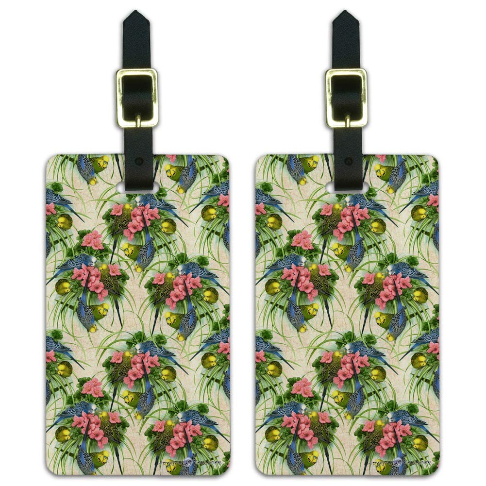 Colorful Budgie Parakeet Bird Design Luggage ID Tags - Set of 2 Waterproof Pet Travel Accessories for Suitcases, Backpacks & Pet Carriers - Perfect for Air Travel, Vacation & Bird Lovers