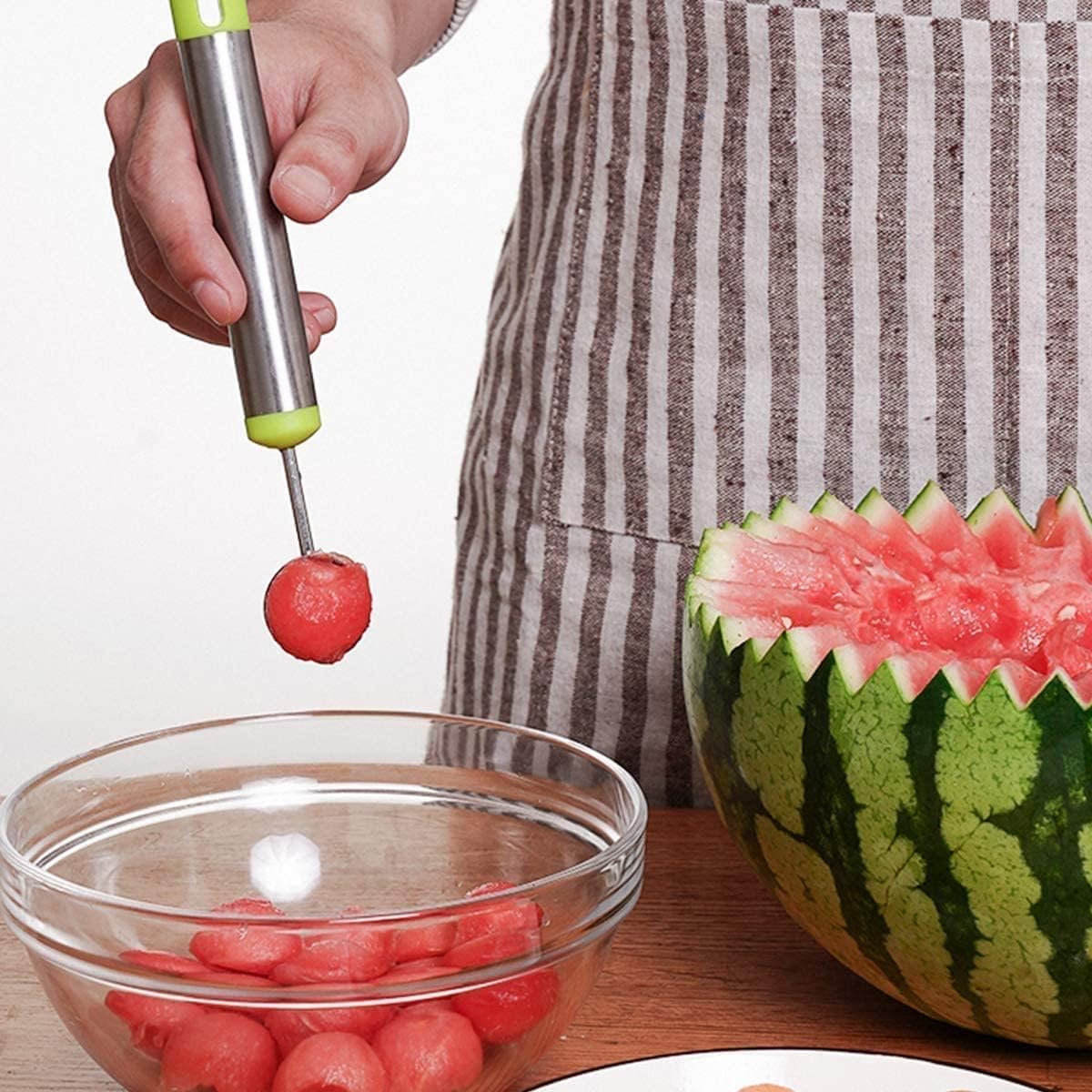 Gayisic 4-Piece Stainless Steel Watermelon Slicer & Corer Set - Professional Fruit Carving Tools for Melons, Pineapples & Ice Cream - Perfect for Summer BBQs, Picnics & Party Food Prep