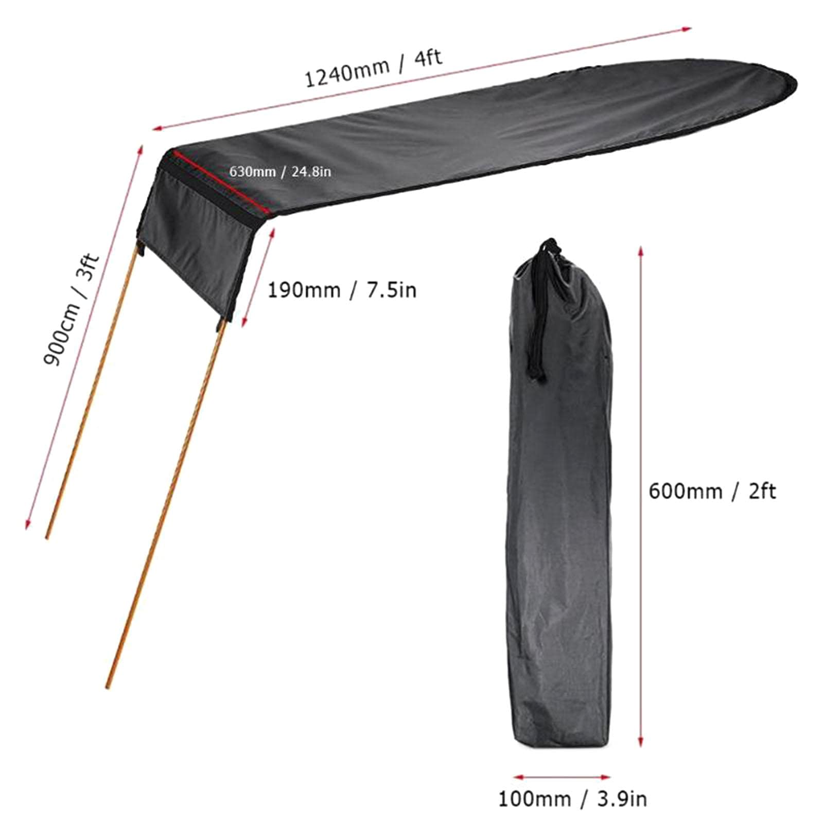Kayak Sun Shade Canopy with Storage Bag - UV Protection Cover for Kayak, Canoe & Inflatable Boats - Portable Sun Shelter for Fishing, Camping & Outdoor Water Activities