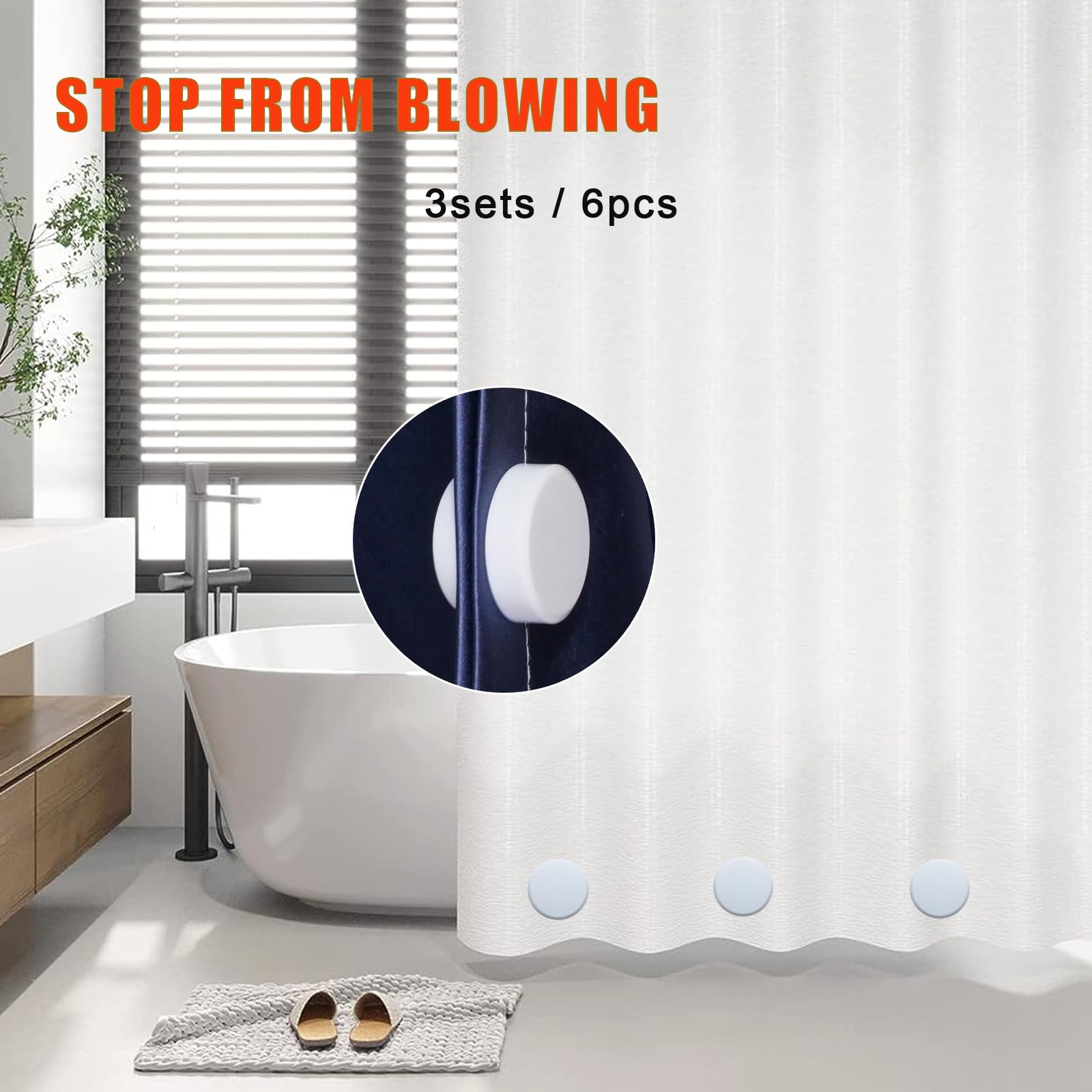 ETHORY Shower Curtain Weights with Strong Magnets - Heavy Duty White Bottom Weights for Shower Curtain Liners - Prevents Curtain from Blowing - Perfect for Bathroom, Shower, and Bathtub Use
