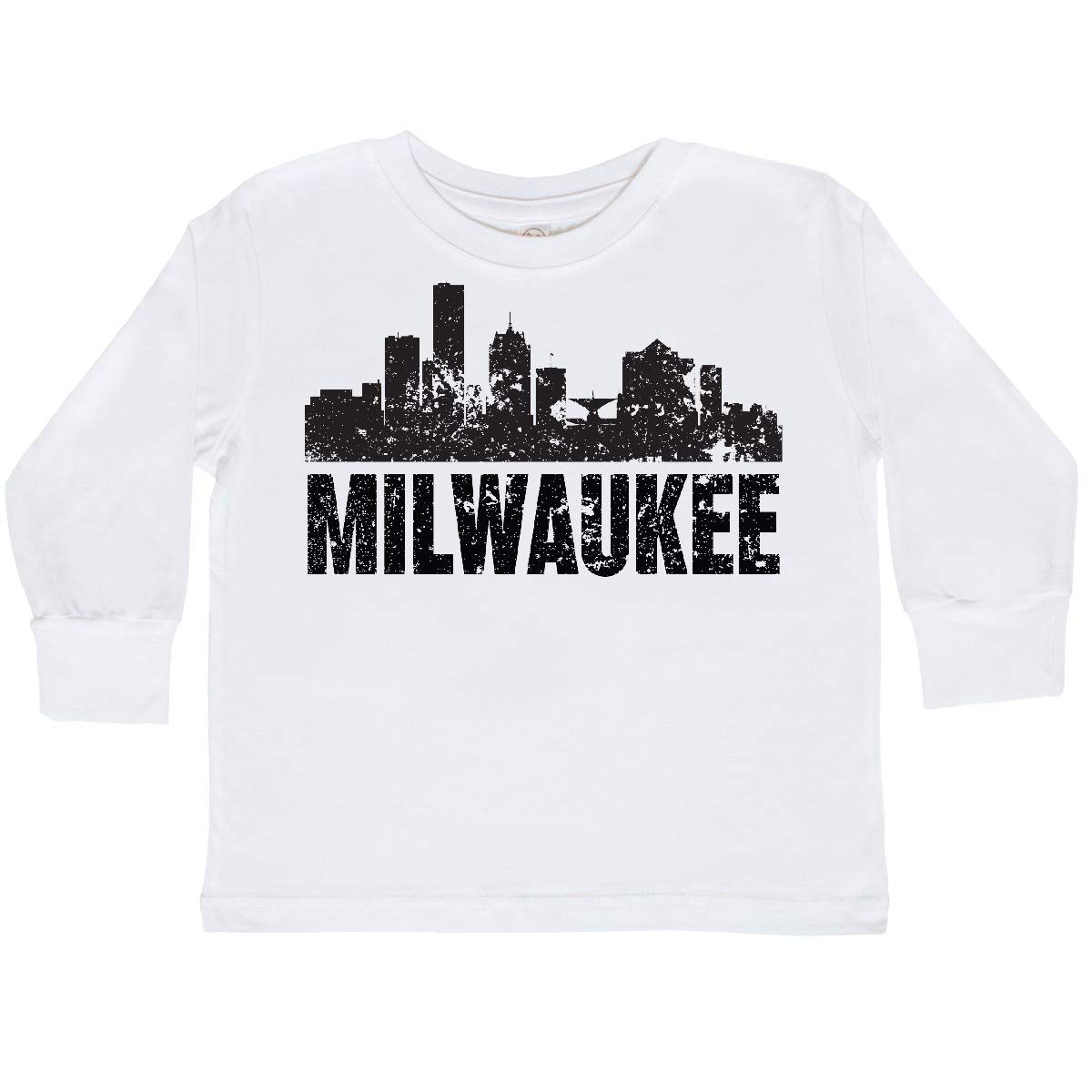 Inktastic Milwaukee Skyline Grunge Toddler Long Sleeve T-Shirt - Cool Graphic Tee for Boys & Girls, Soft Cotton Toddler Shirt for Everyday Wear, Playdates & Family Outings