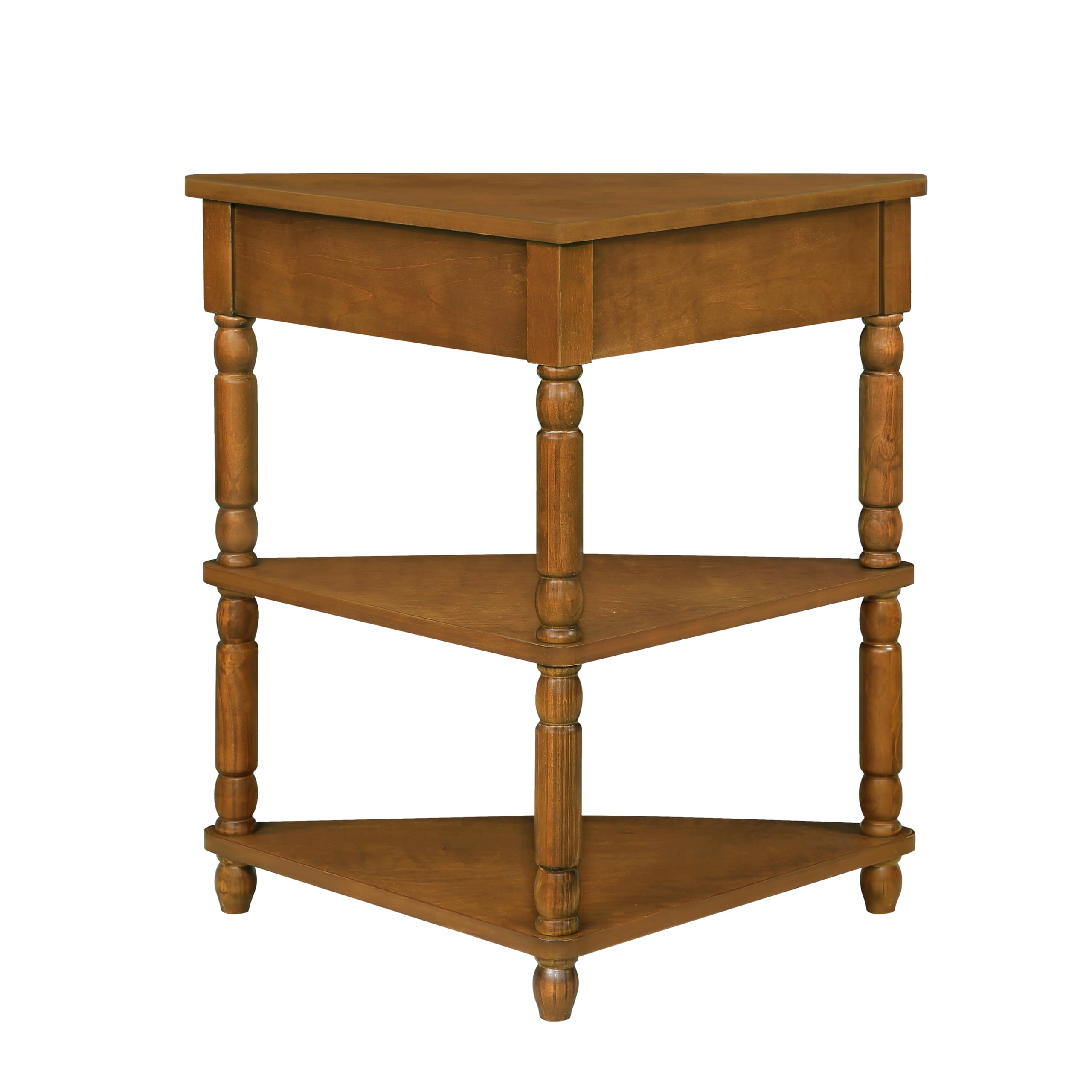 Knocbel Small Space Corner Table - Triangle Side Table with Drawer & Storage Shelves, Easy Assembly TV Stand for Living Room, Bedroom, Office (Brown) | Compact & Stylish Furniture for Apartments, Dorms
