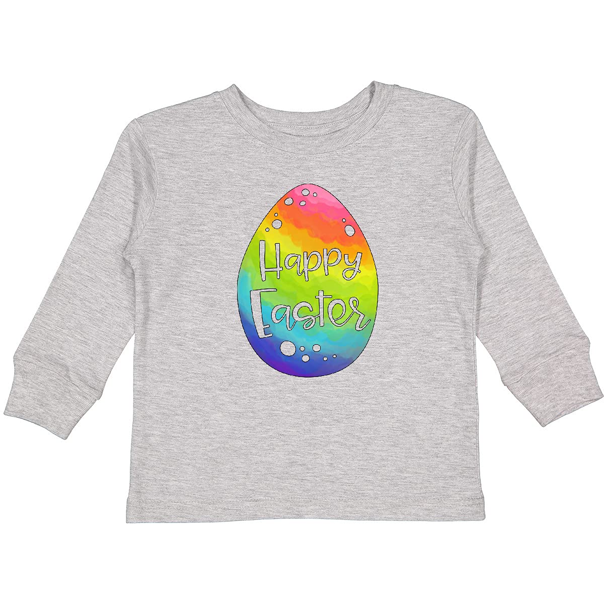Inktastic Happy Easter Rainbow Egg Toddler Long Sleeve T-Shirt - Cute Easter Outfit for Boys & Girls, Holiday Family Matching Clothes