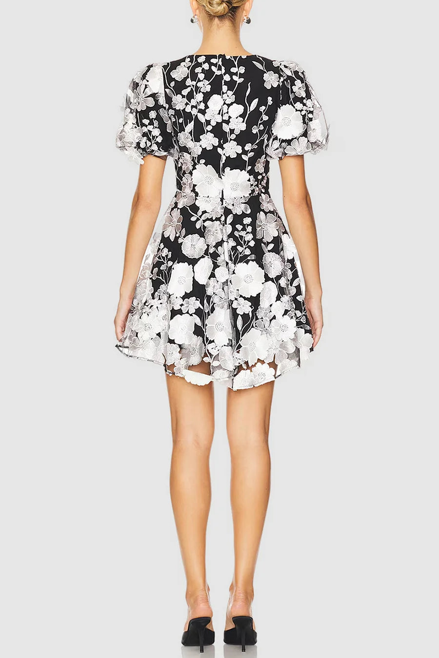 Chayan Floral Embroidered Mini Dress - Elegant Summer Party & Wedding Guest Outfit