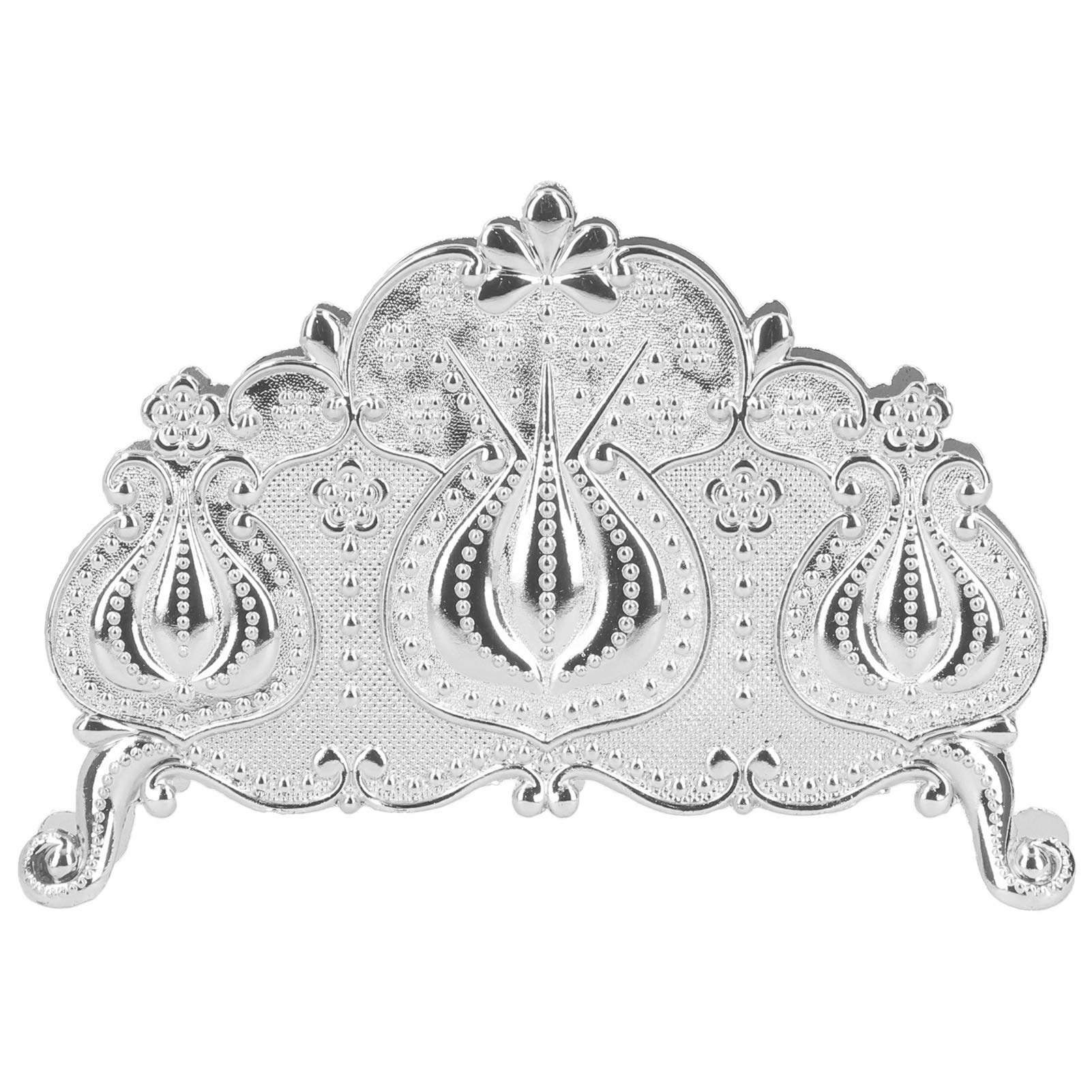 European Style Retro Table Tissue Holder - Upright Napkin Dispenser for Kitchen, Dining Room, Picnics & Outdoor Parties (Silver)