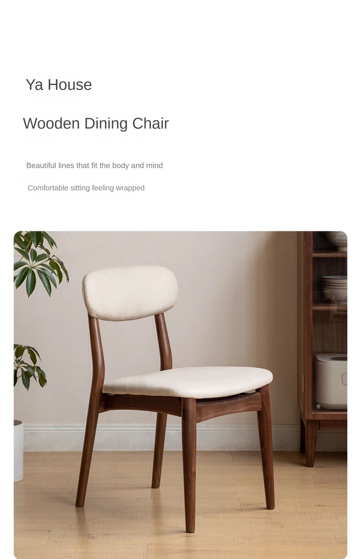 Premium Black Walnut Solid Wood Dining Chairs Set of 4 - Comfortable Padded Seats for Kitchen, Dining Room & Home Office - Modern Farmhouse Style Furniture