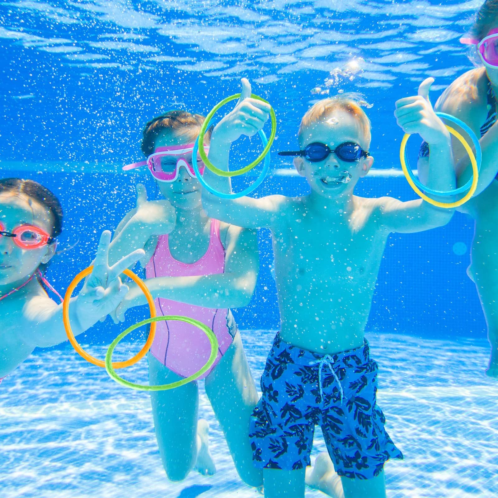 BLUE PANDA 12 Pack Colorful Pool Dive Rings for Kids - 6 Inch Underwater Swimming Toys, Sinking Pool Games for Summer Fun - Perfect for Pool Parties, Swimming Lessons & Backyard Water Play